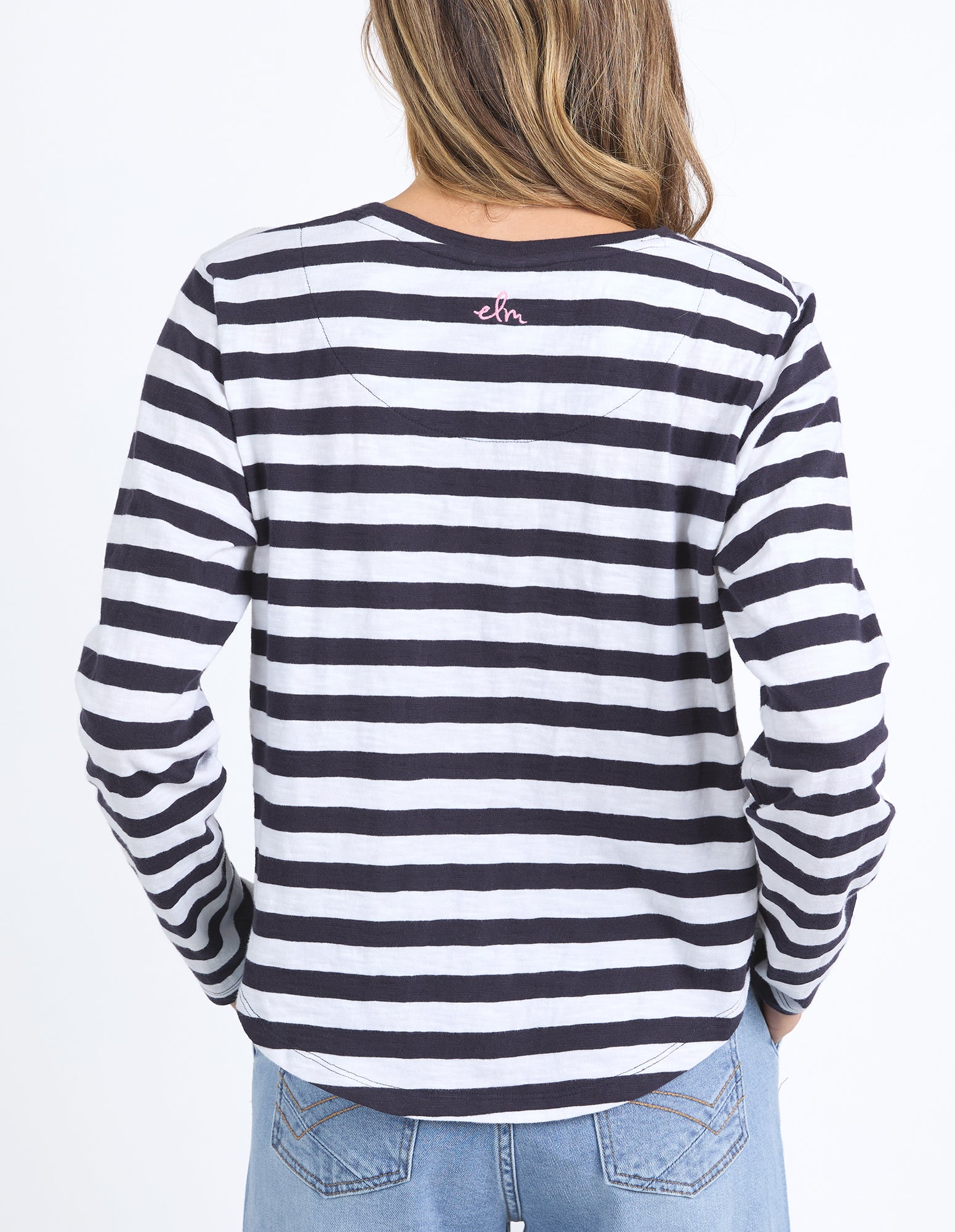 Harmony Long Sleeve Tee Navy & White Stripe