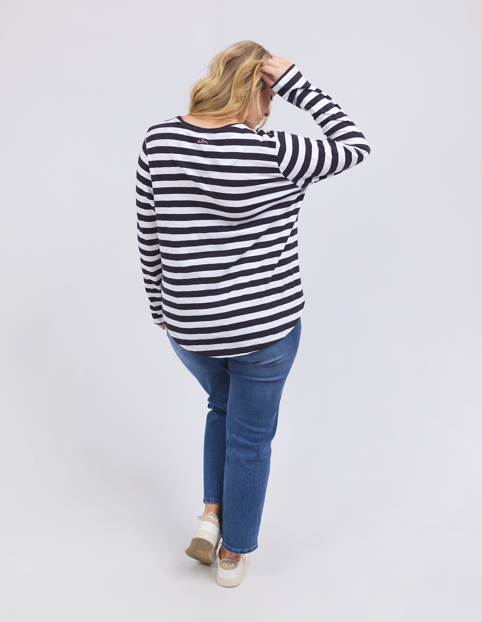 Harmony Long Sleeve Tee Navy & White Stripe