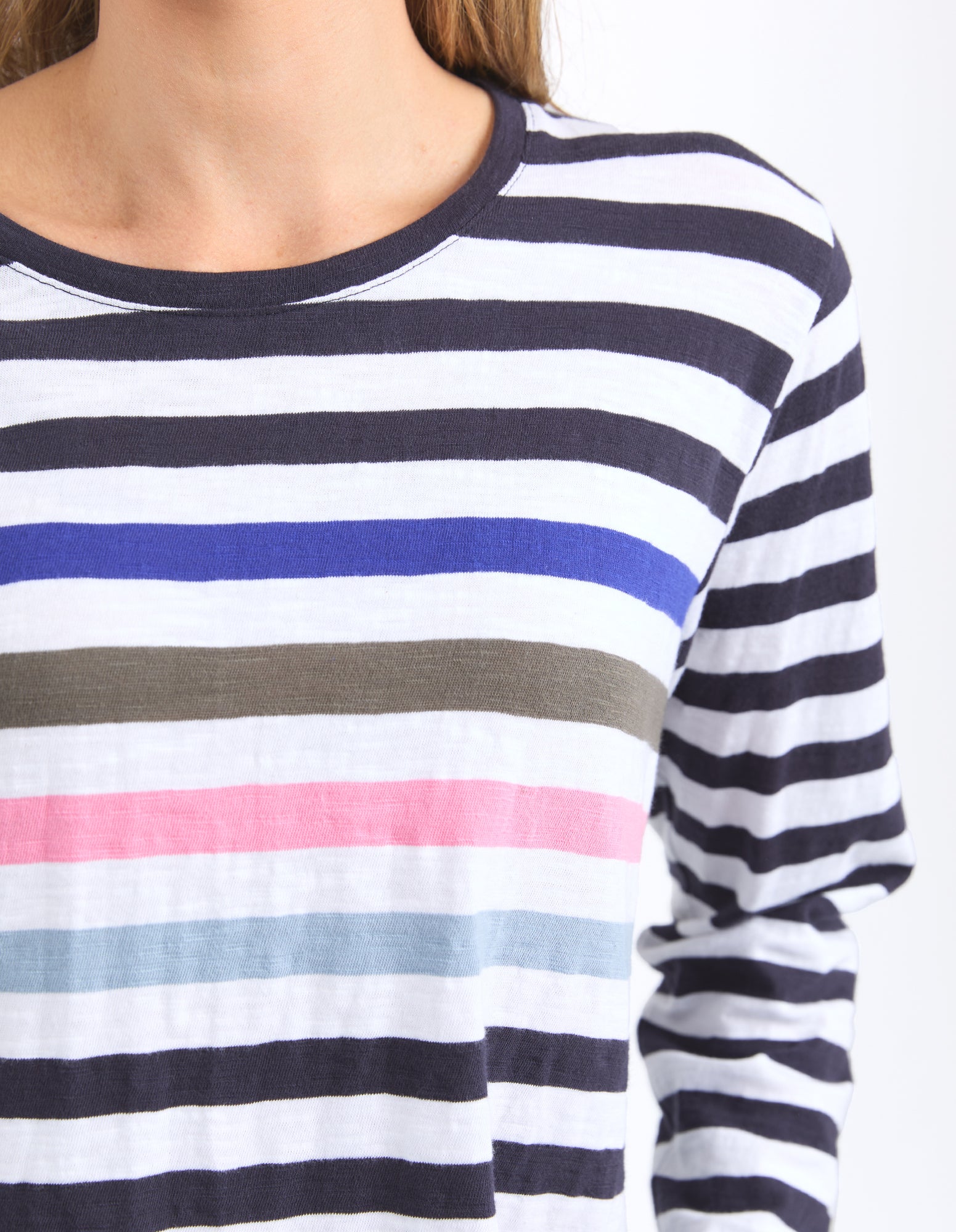Harmony Long Sleeve Tee Navy & White Stripe