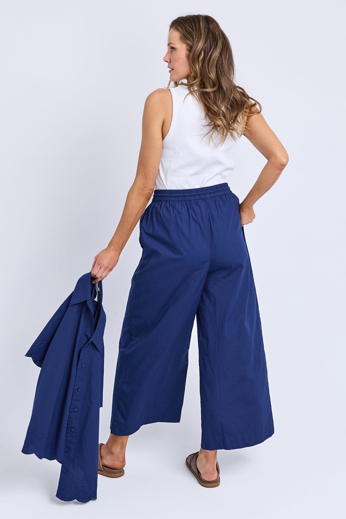 Odette Broderie Pant Blue Depths