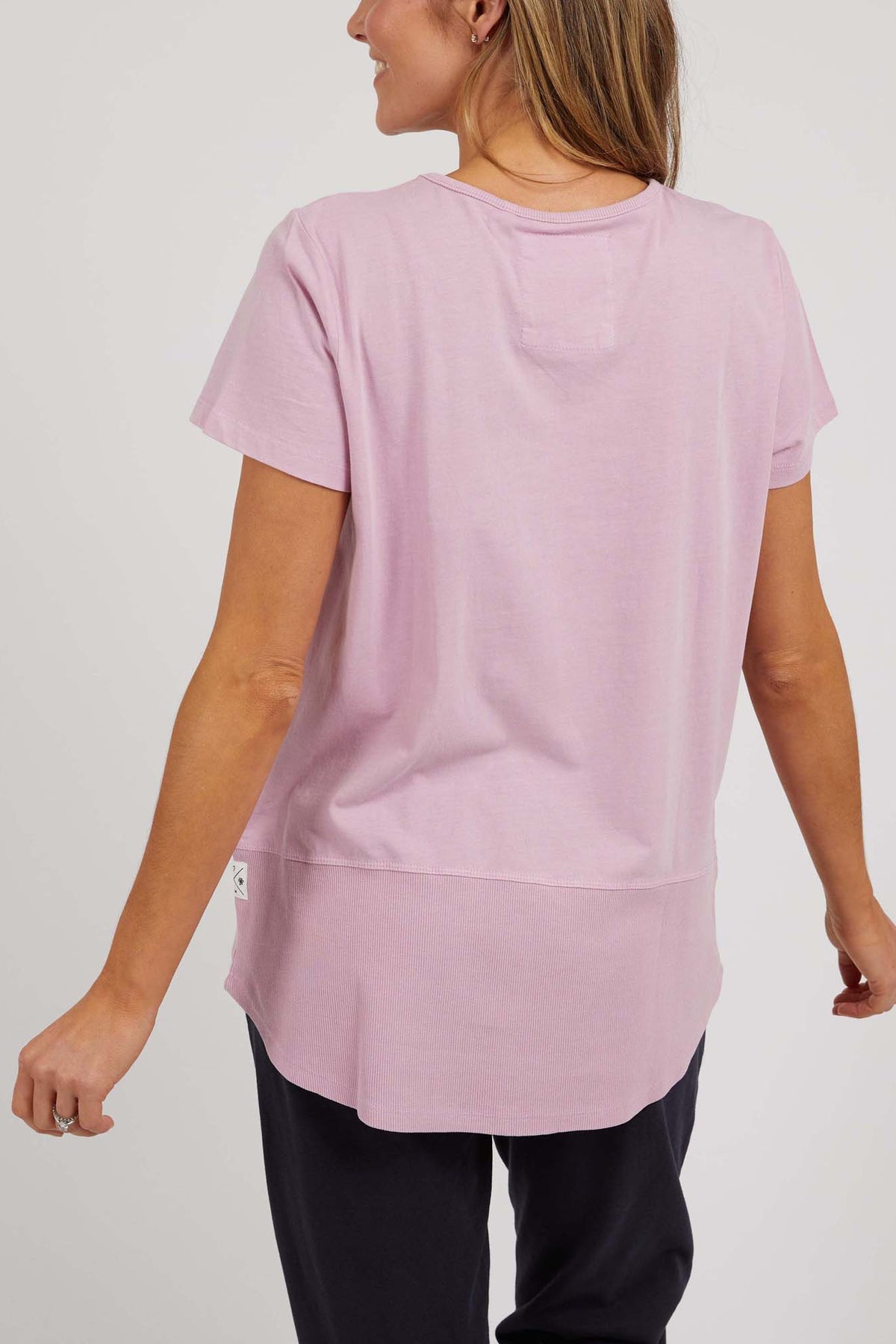 Rib Short Sleeve Tee Peony Pink