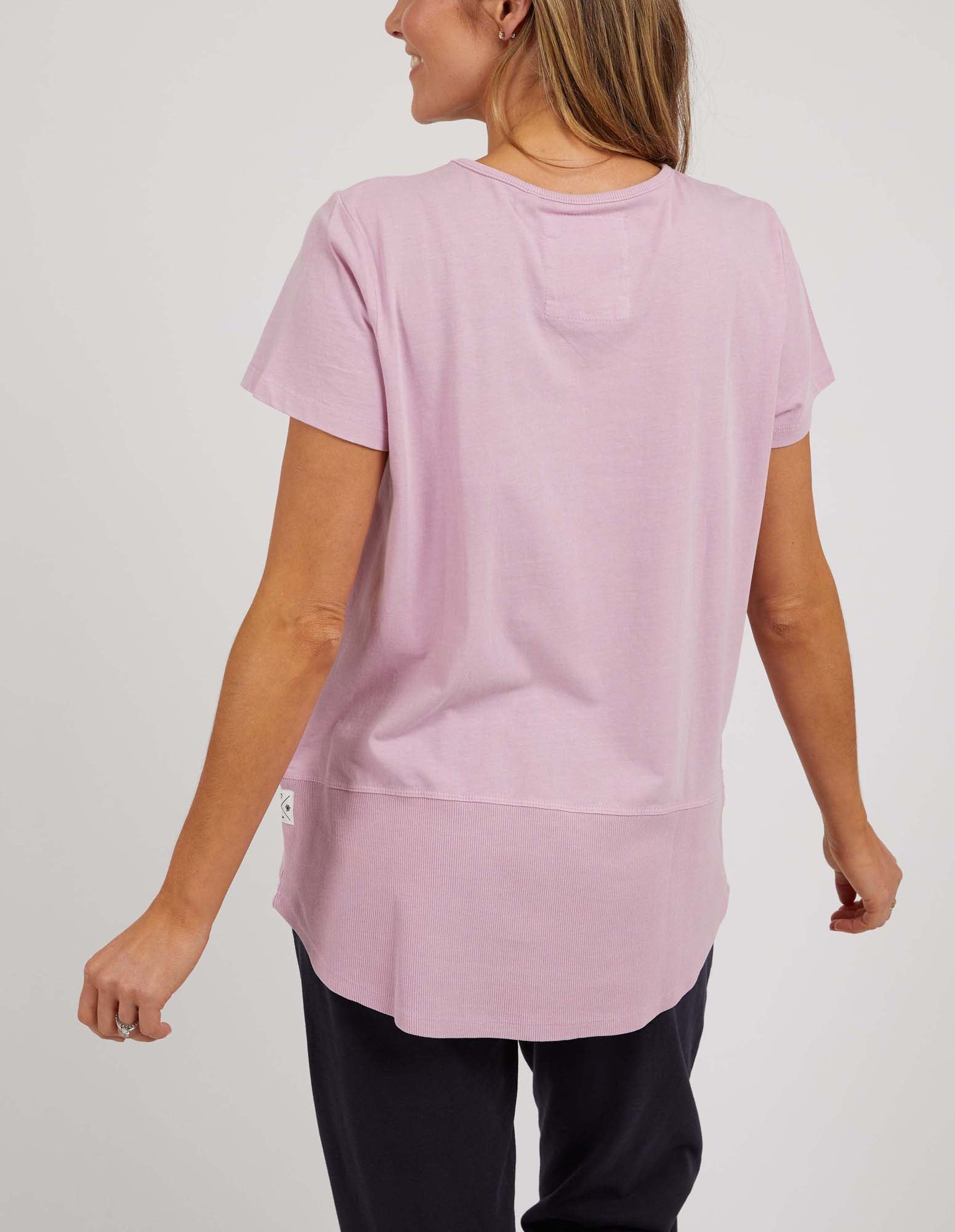 Rib Short Sleeve Tee Peony Pink