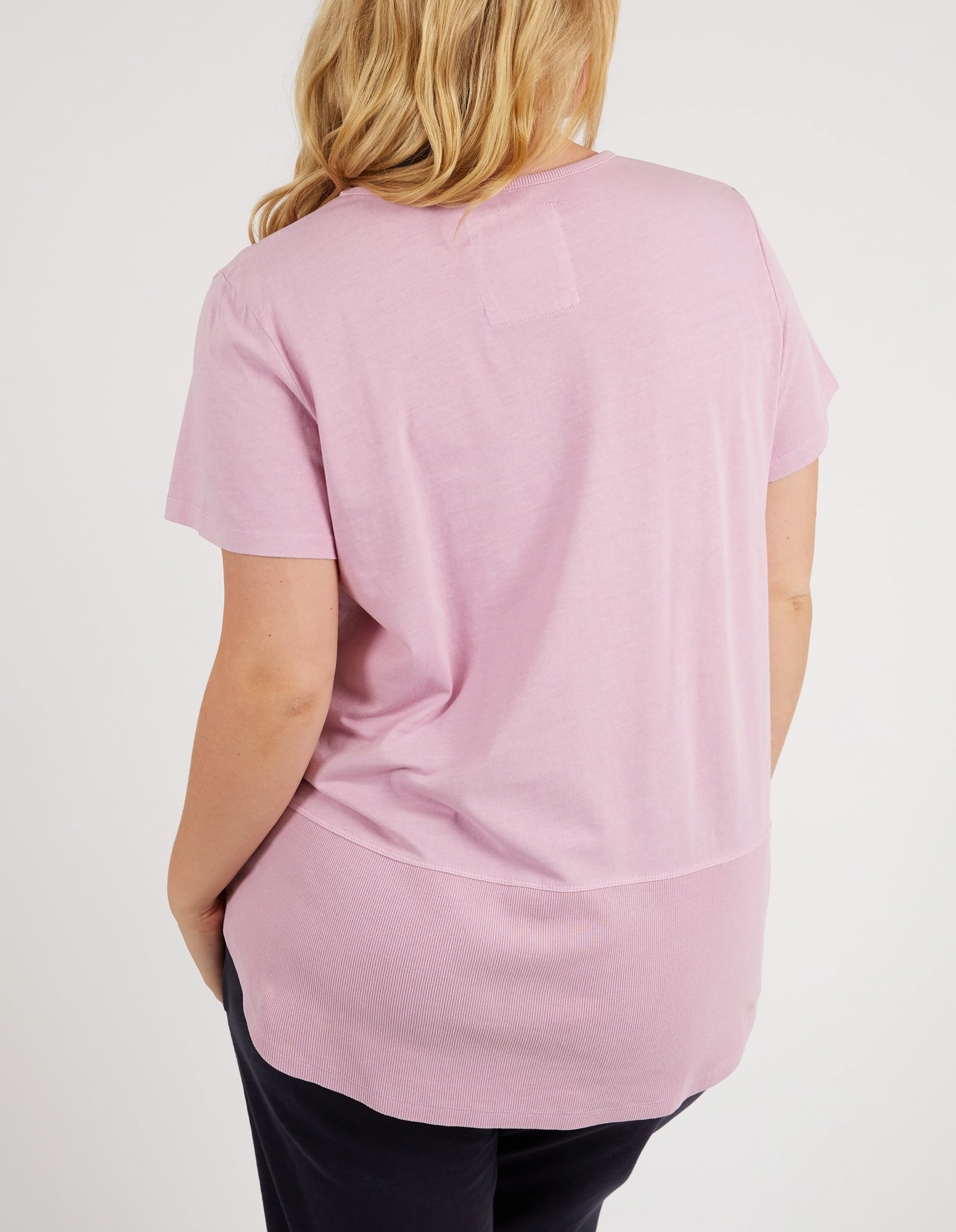 Rib Short Sleeve Tee Peony Pink