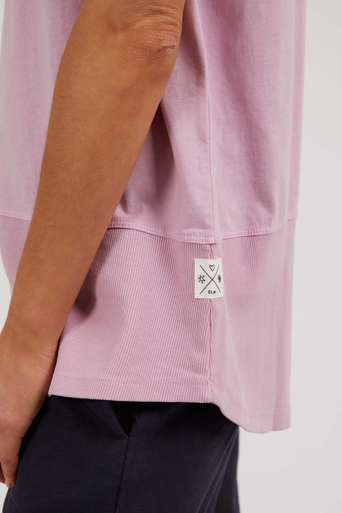 Rib Short Sleeve Tee Peony Pink
