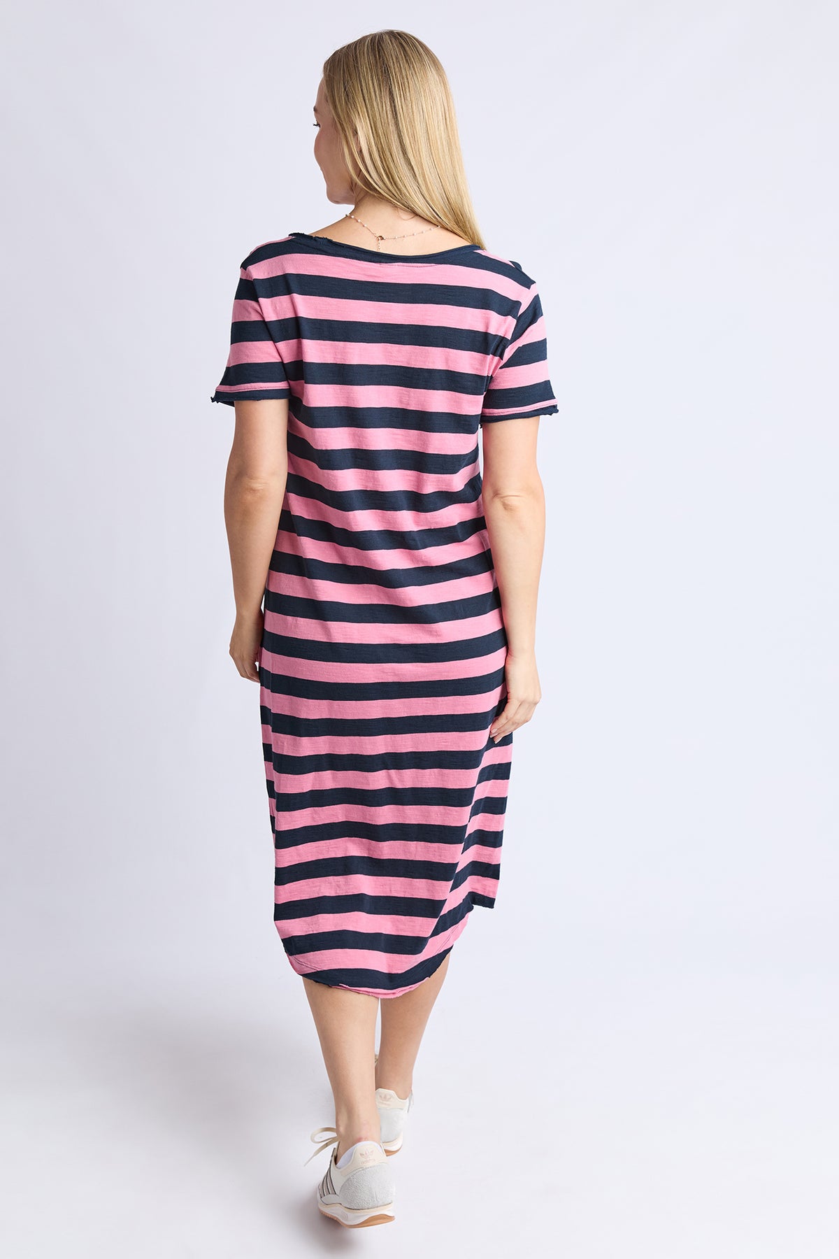 Maeve Midi Dress - Stripe Rose & Navy Str
