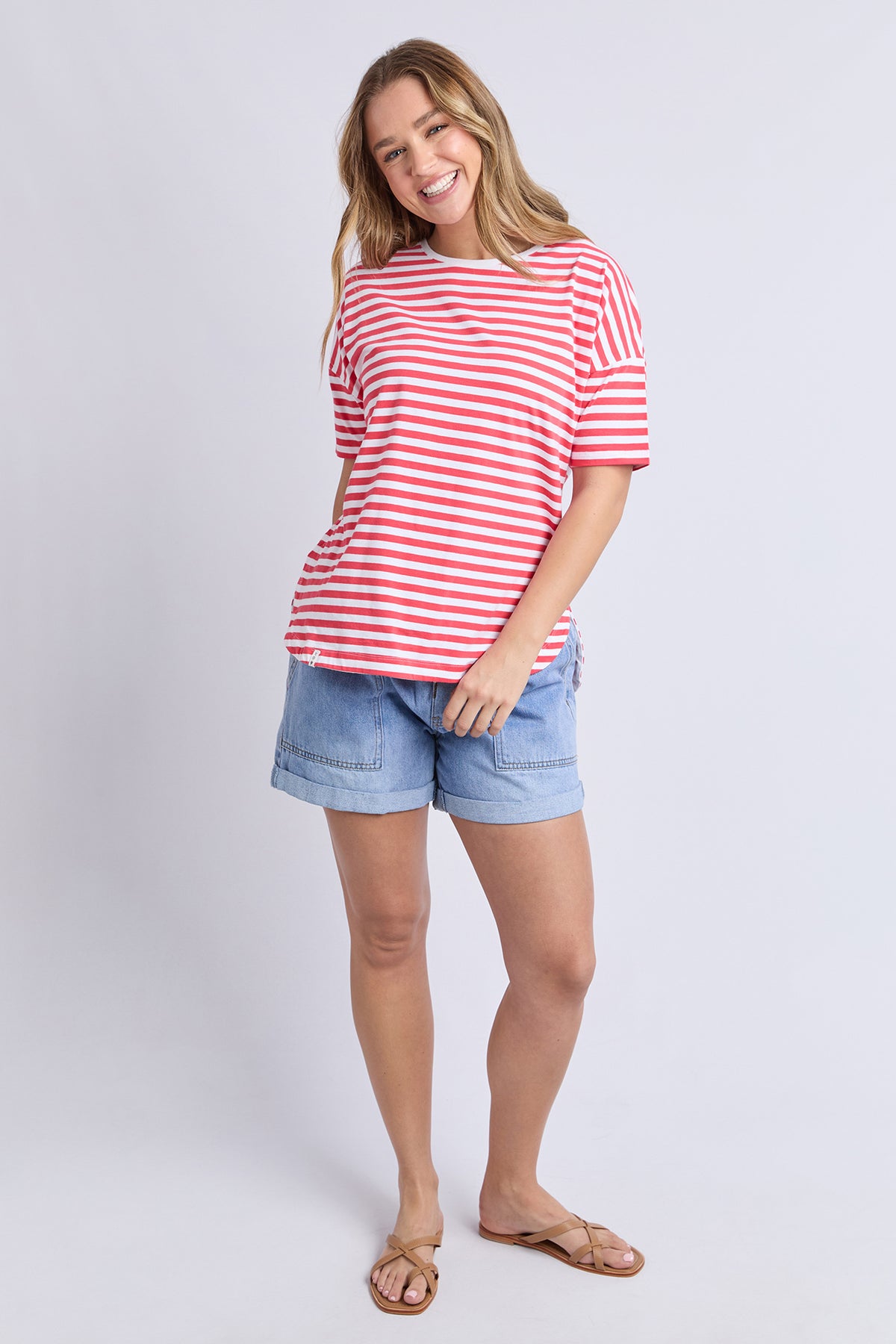 Lauren S/S Tee - Stripe Cayenne