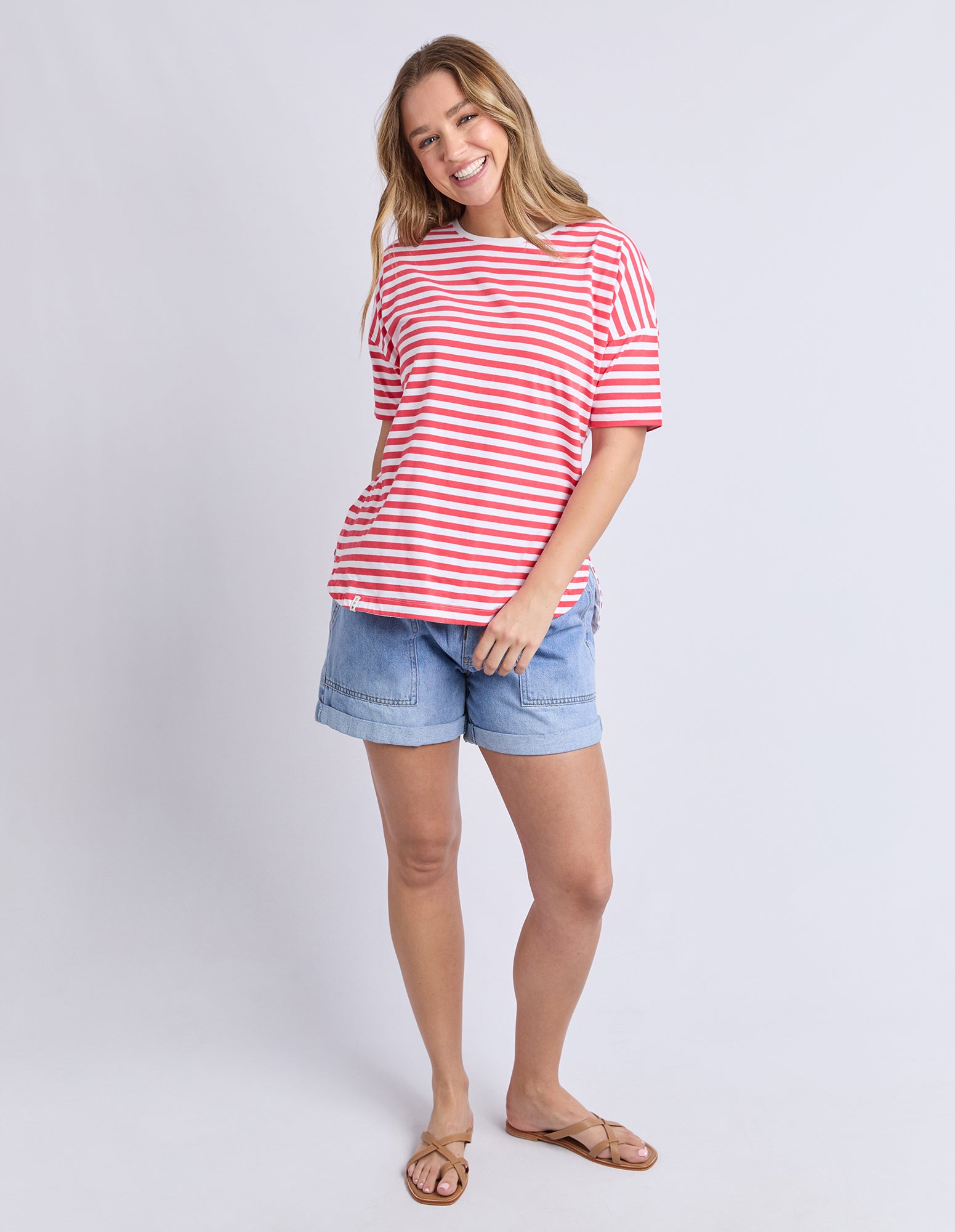 Lauren S/S Tee - Stripe Cayenne