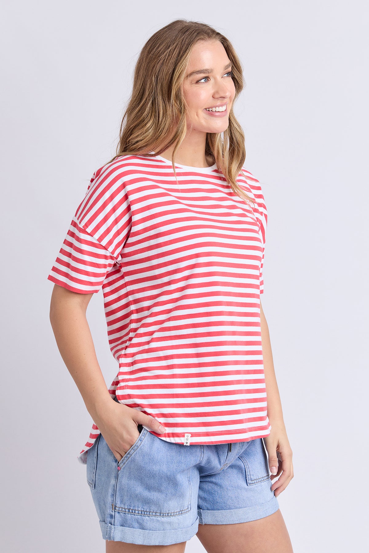 Lauren S/S Tee - Stripe Cayenne