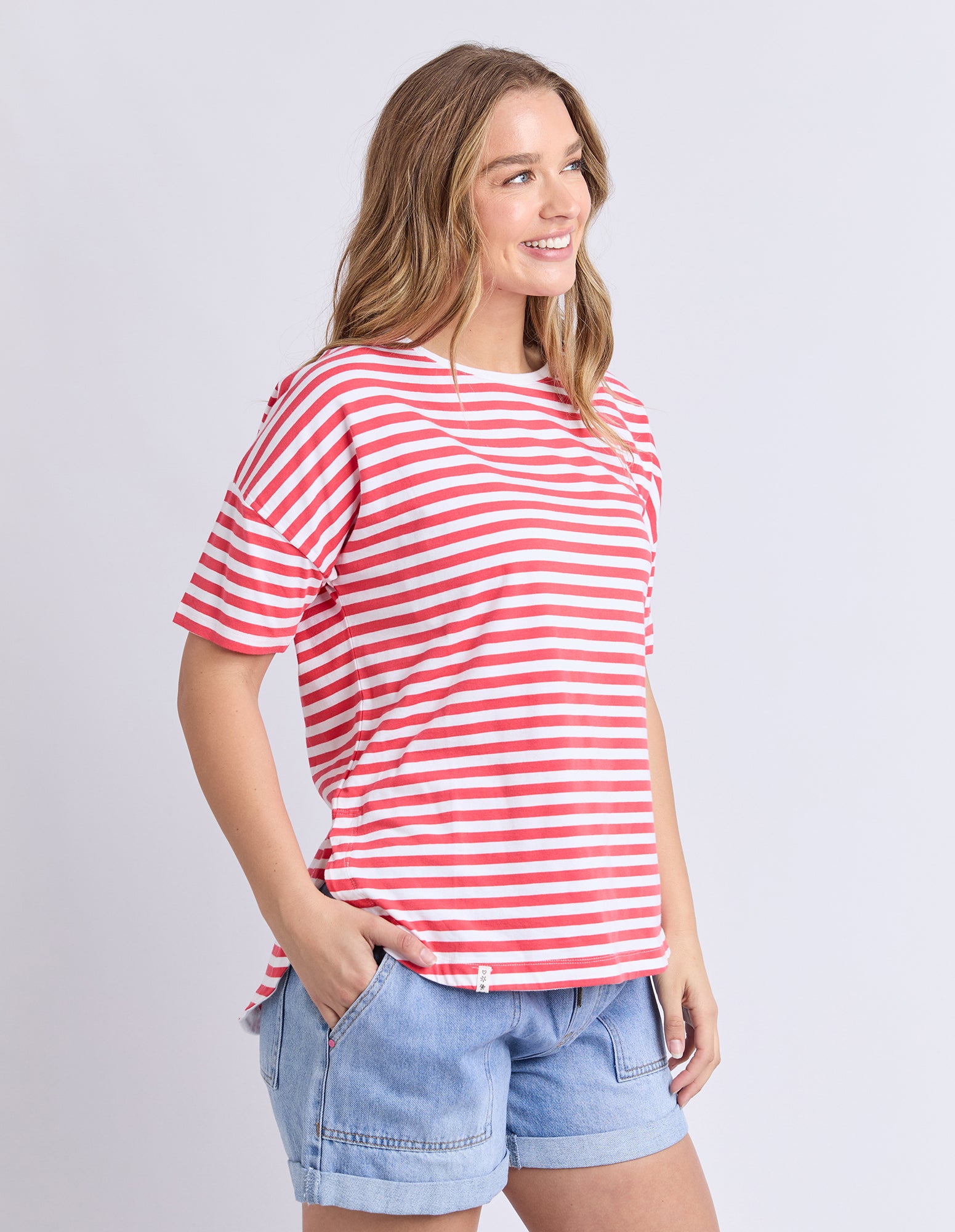 Lauren S/S Tee - Stripe Cayenne