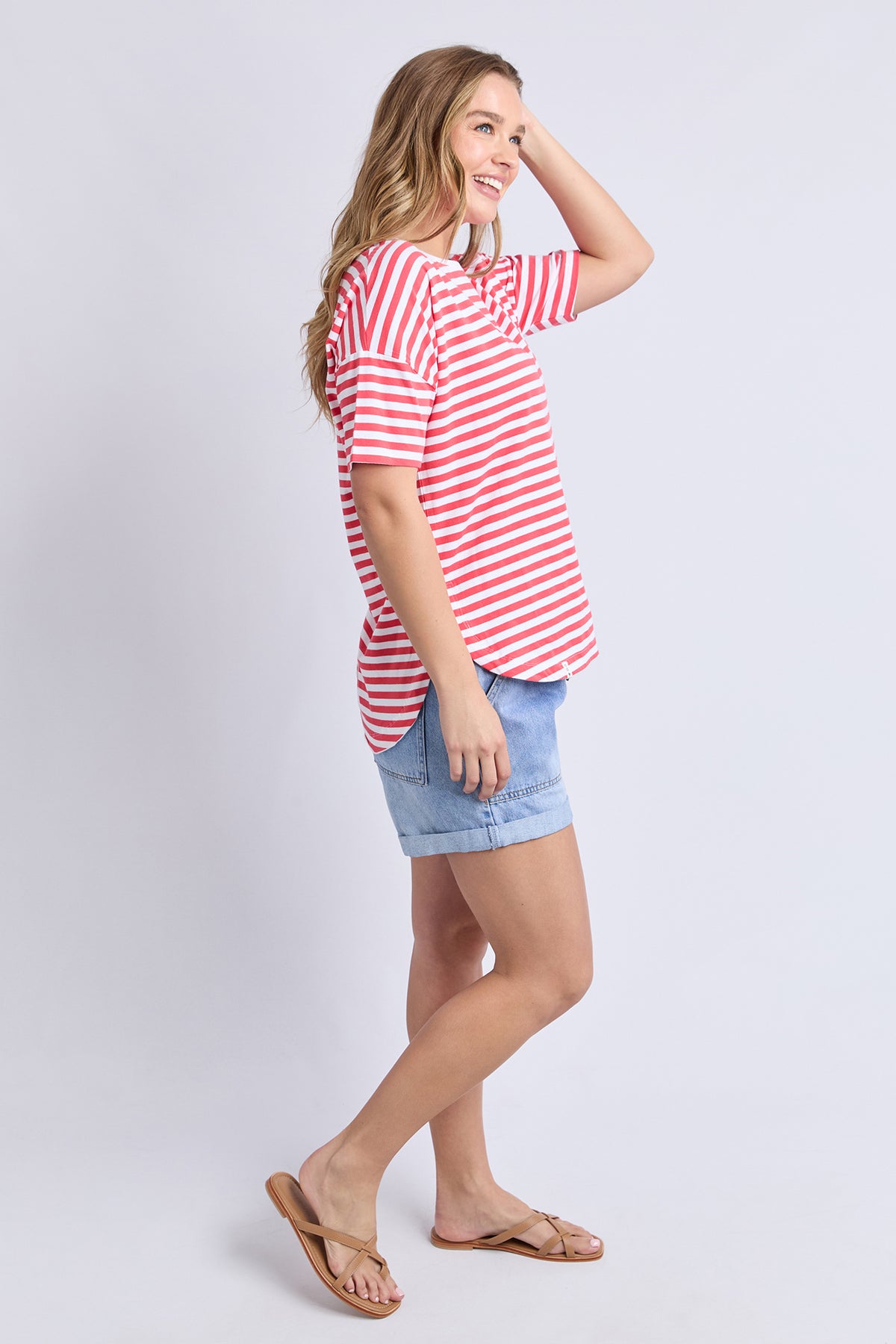 Lauren S/S Tee - Stripe Cayenne