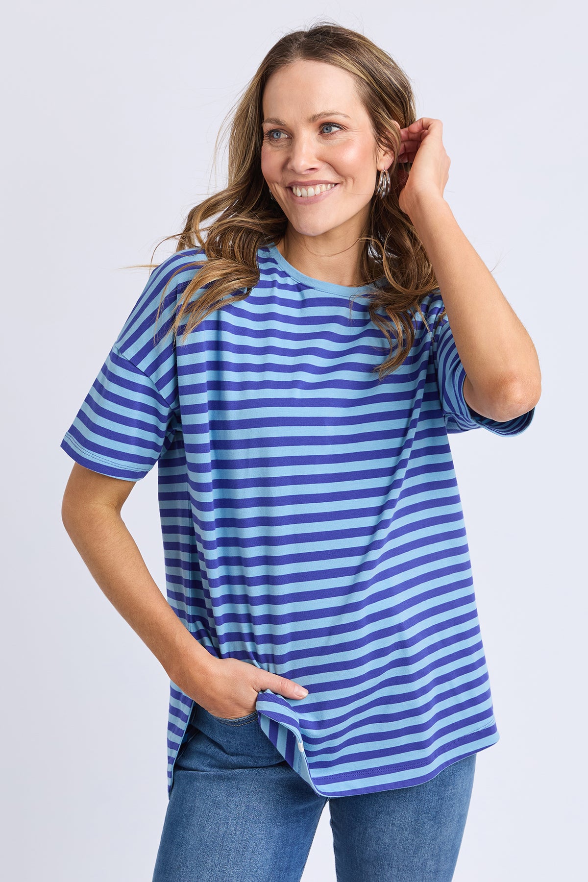Lauren S/S Tee - Ocean Blue Stripe