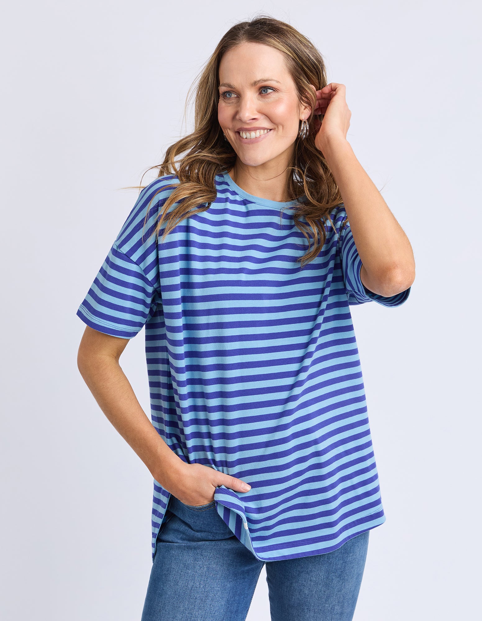 Lauren S/S Tee - Ocean Blue Stripe