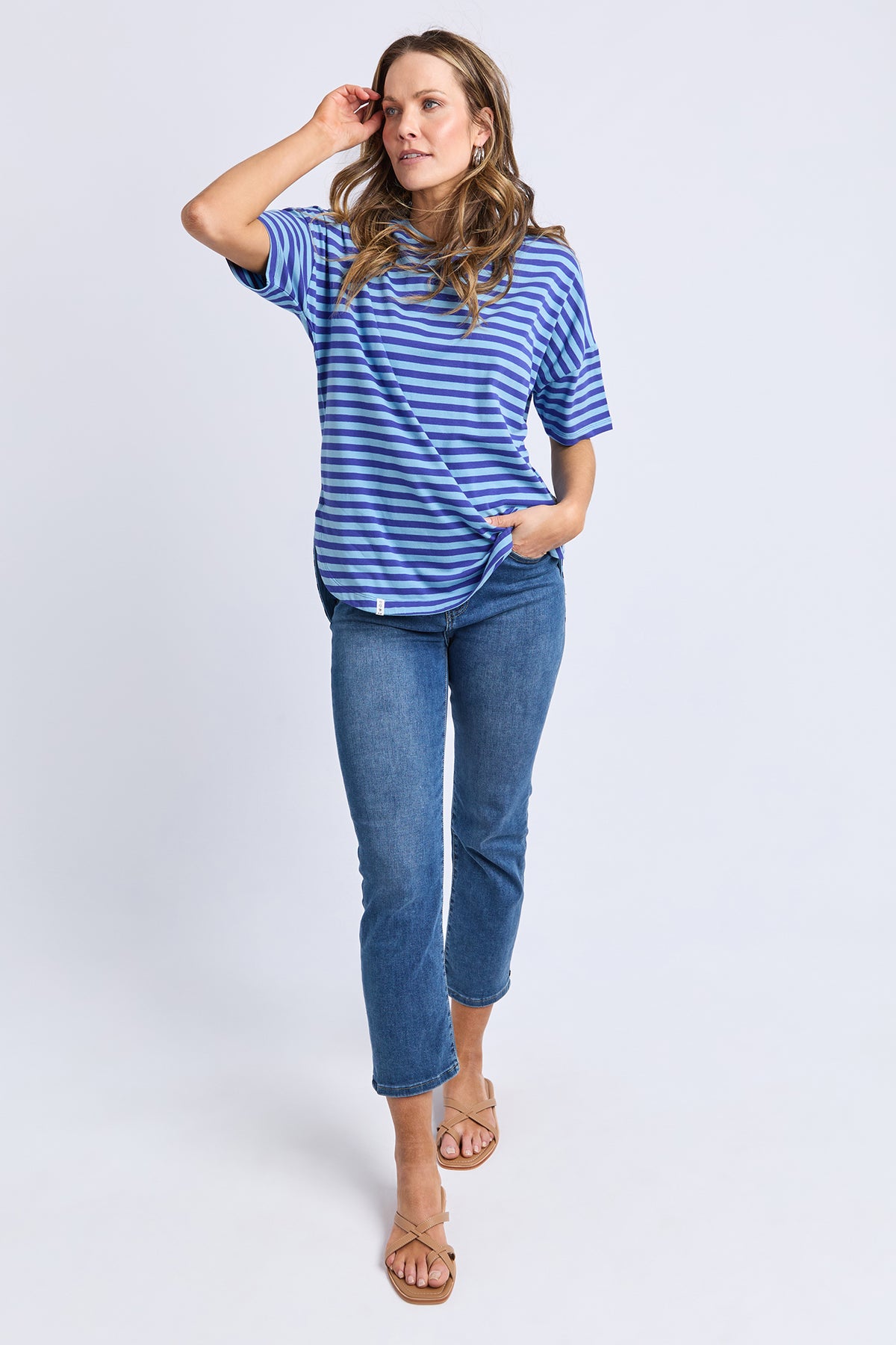Lauren S/S Tee - Ocean Blue Stripe