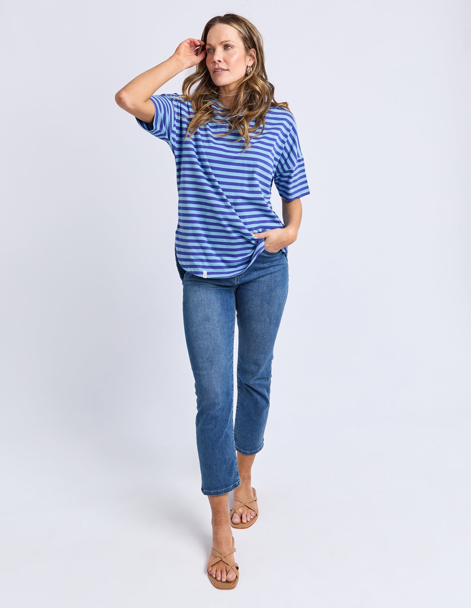 Lauren S/S Tee - Ocean Blue Stripe