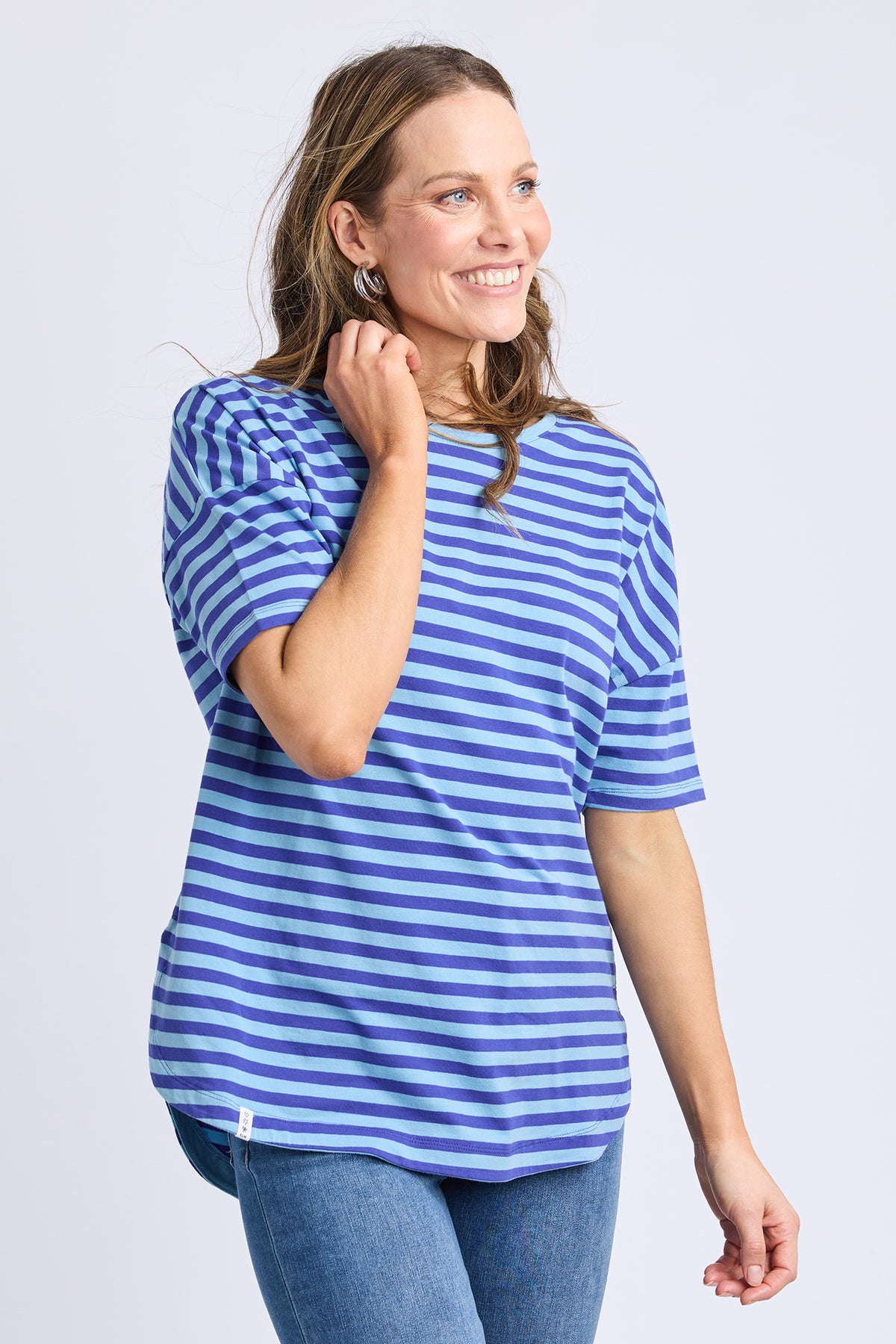 Lauren S/S Tee - Ocean Blue Stripe