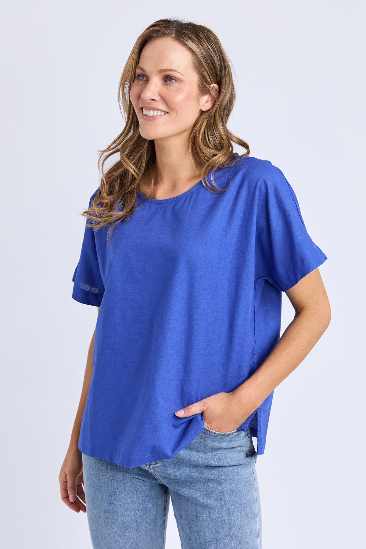 Curtis Woven S/S Tee Ocean Blue