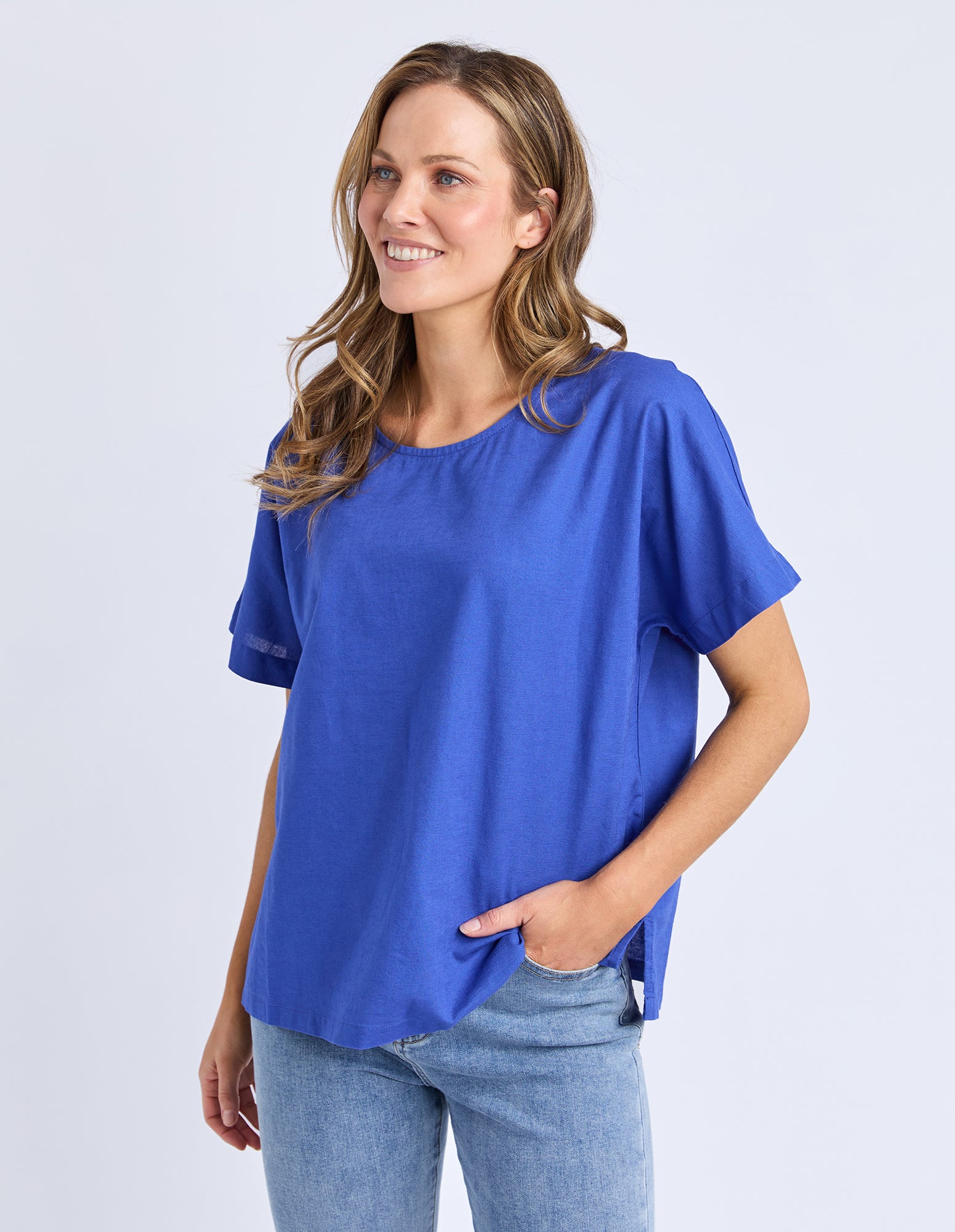 Curtis Woven S/S Tee Ocean Blue