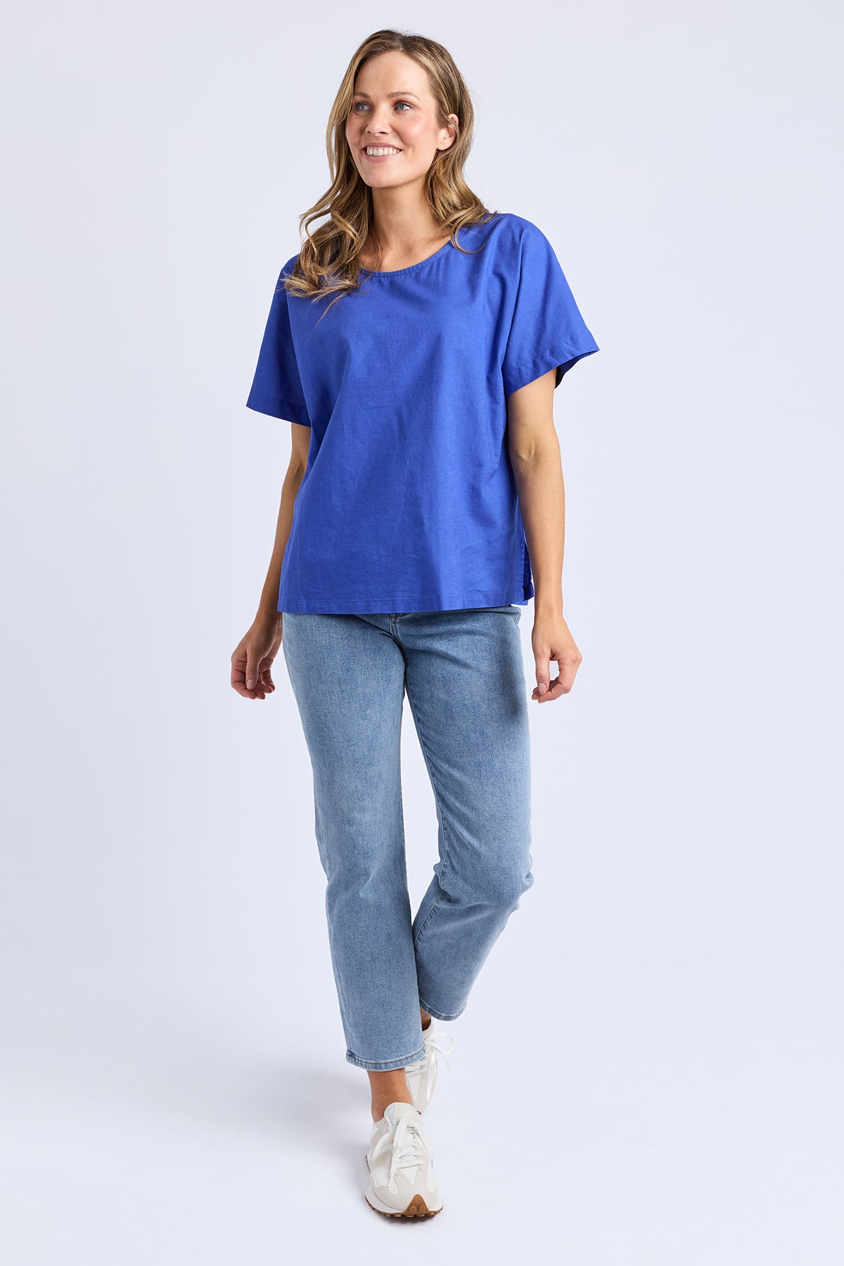 Curtis Woven S/S Tee Ocean Blue
