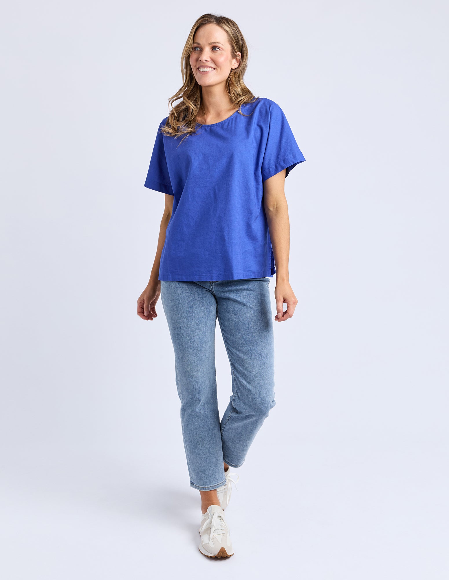 Curtis Woven S/S Tee Ocean Blue