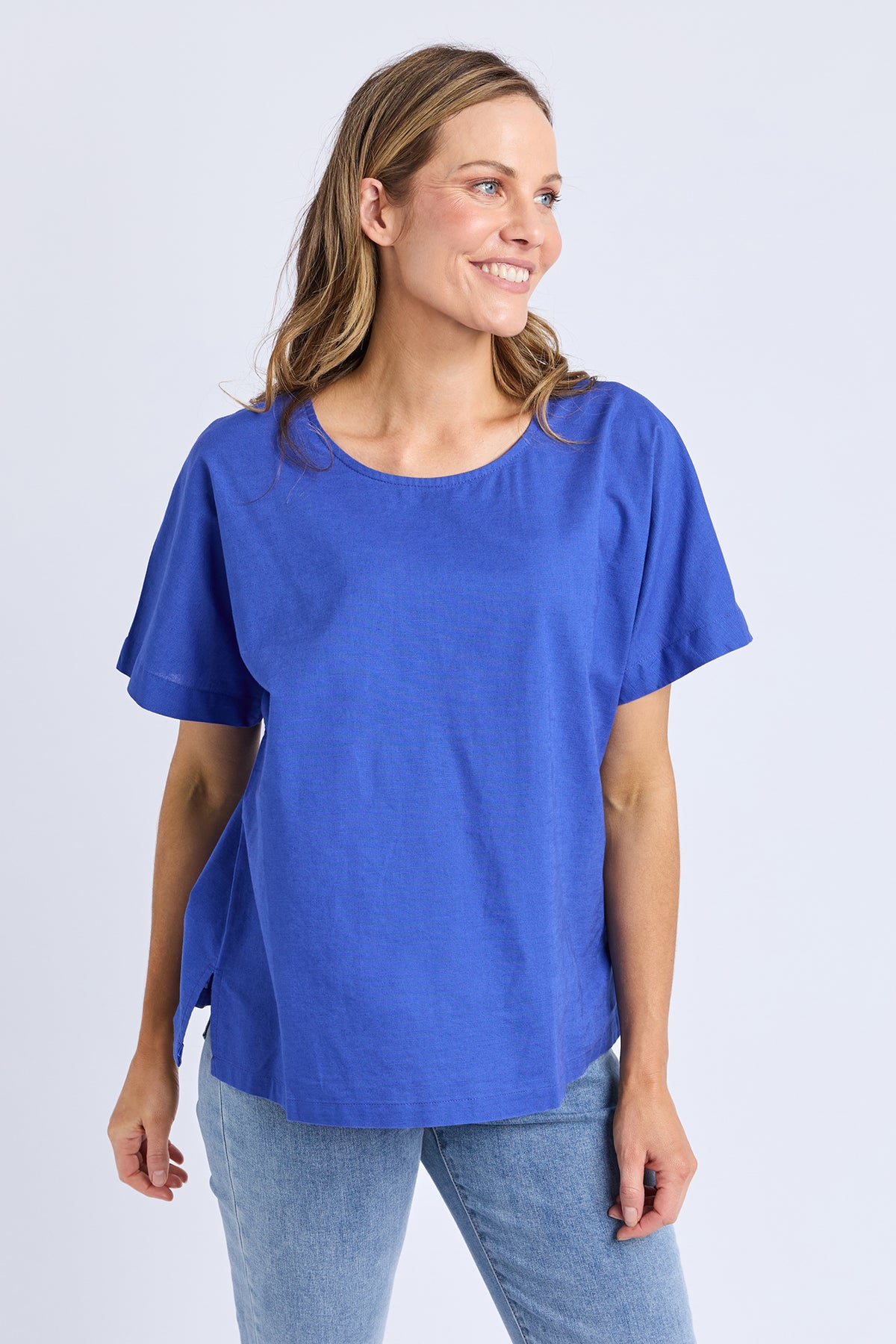 Curtis Woven S/S Tee Ocean Blue