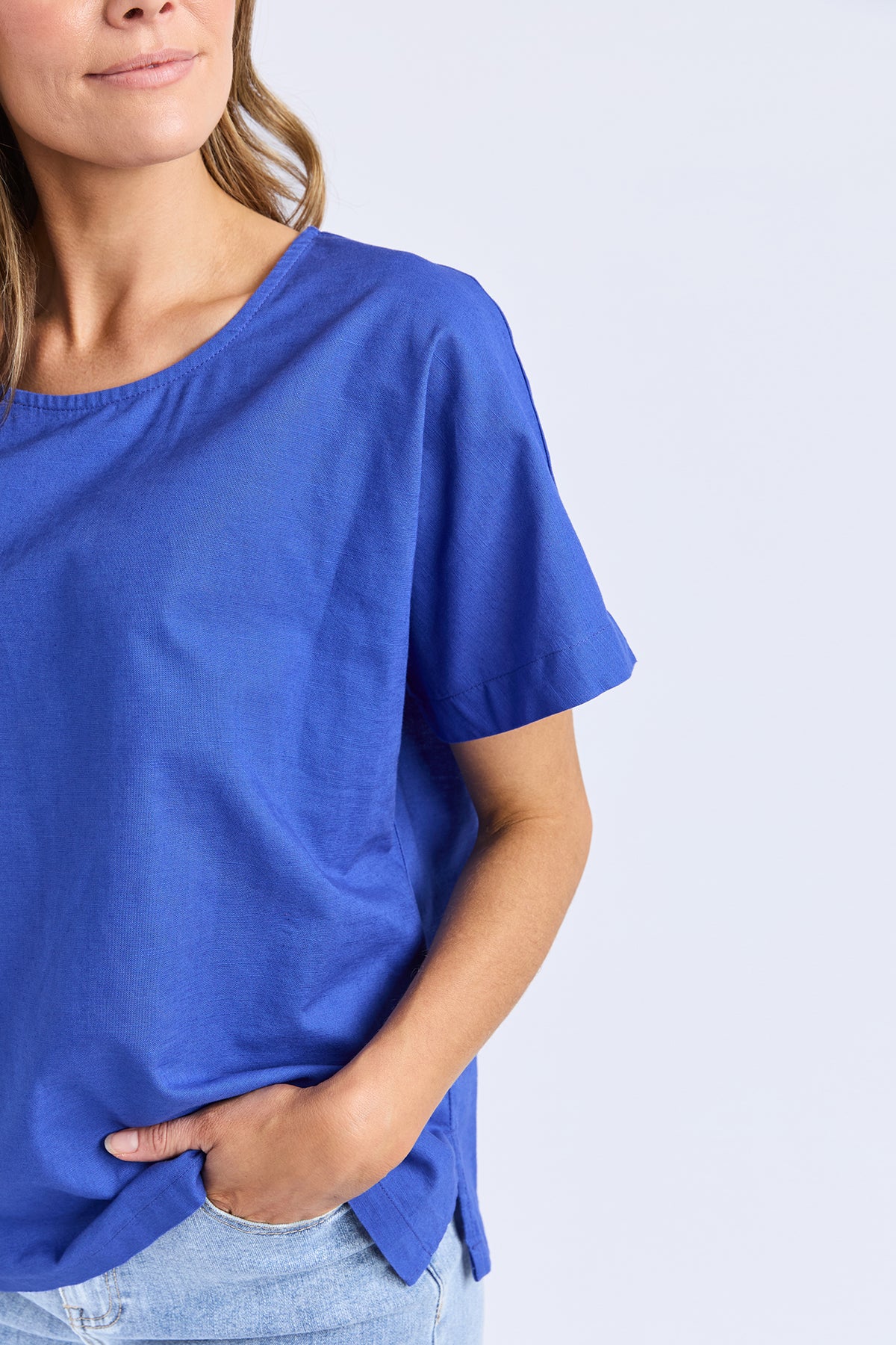 Curtis Woven S/S Tee Ocean Blue