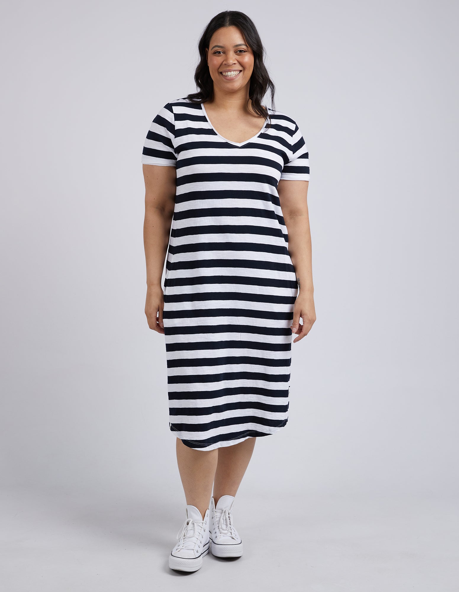 Maeve Dress Navy & White Stripe