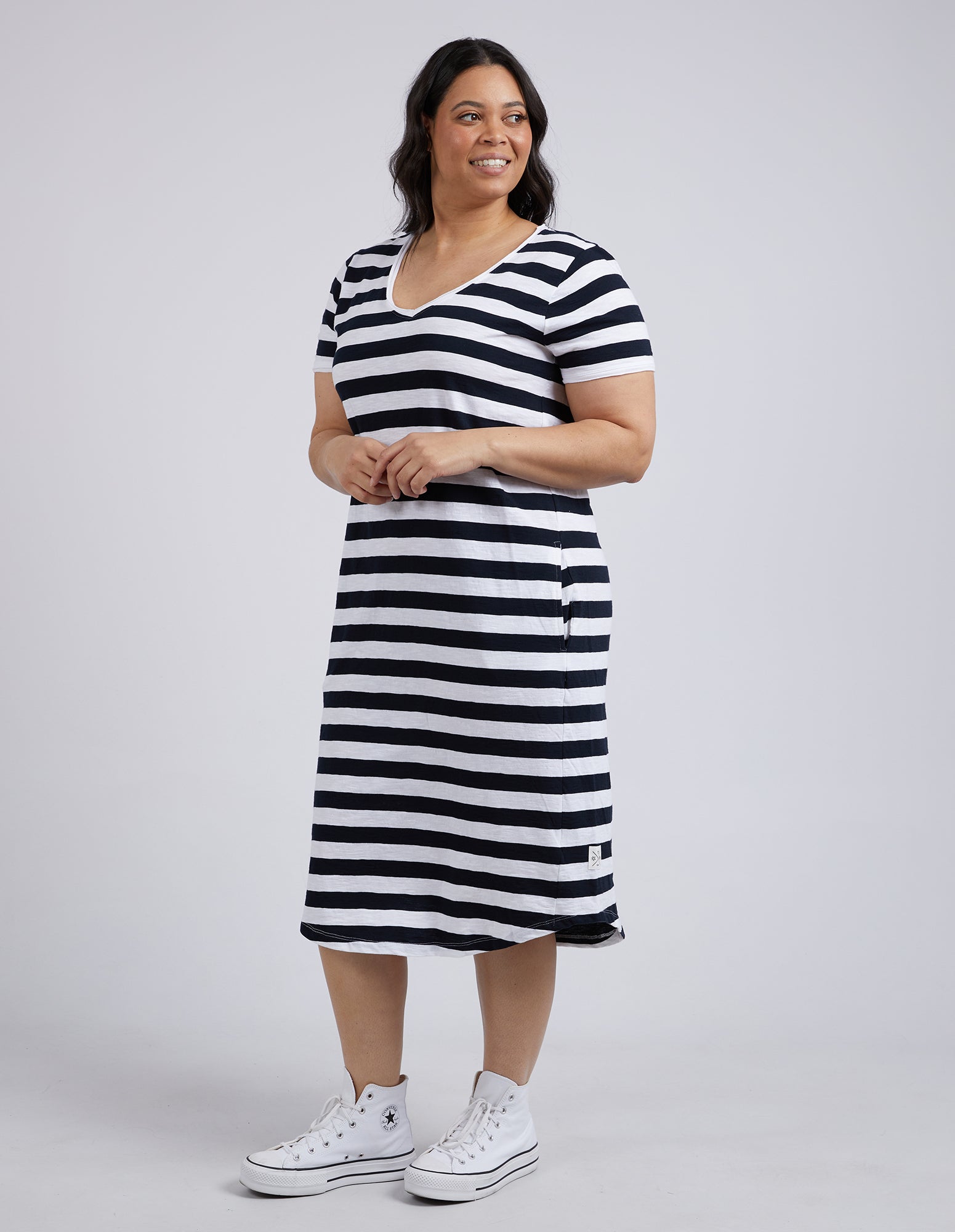 Maeve Dress Navy & White Stripe