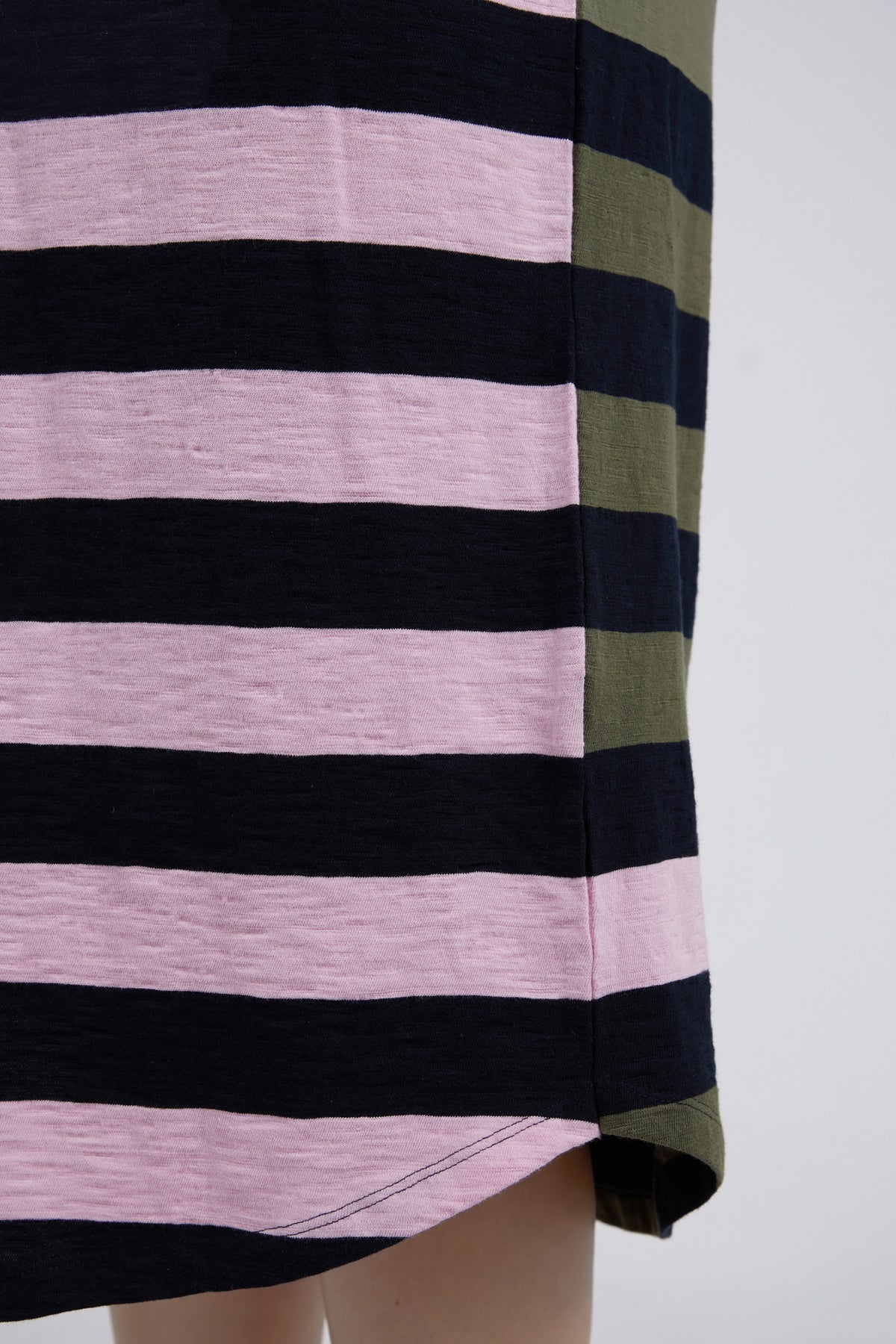 Mercury Dress Khaki, Navy & Pink Stripe