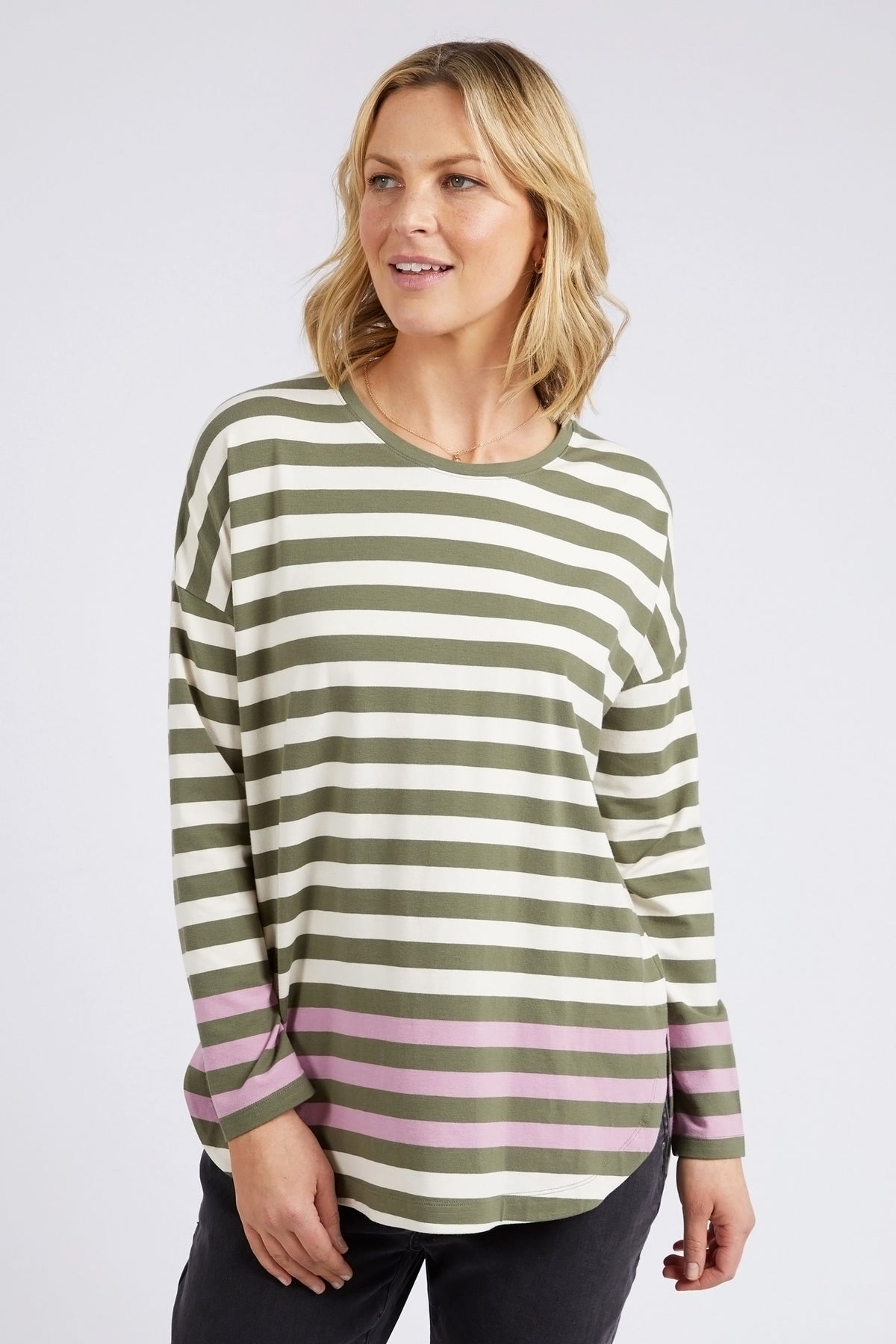 Turn Back L/S Tee Clo / Pearl Stripe