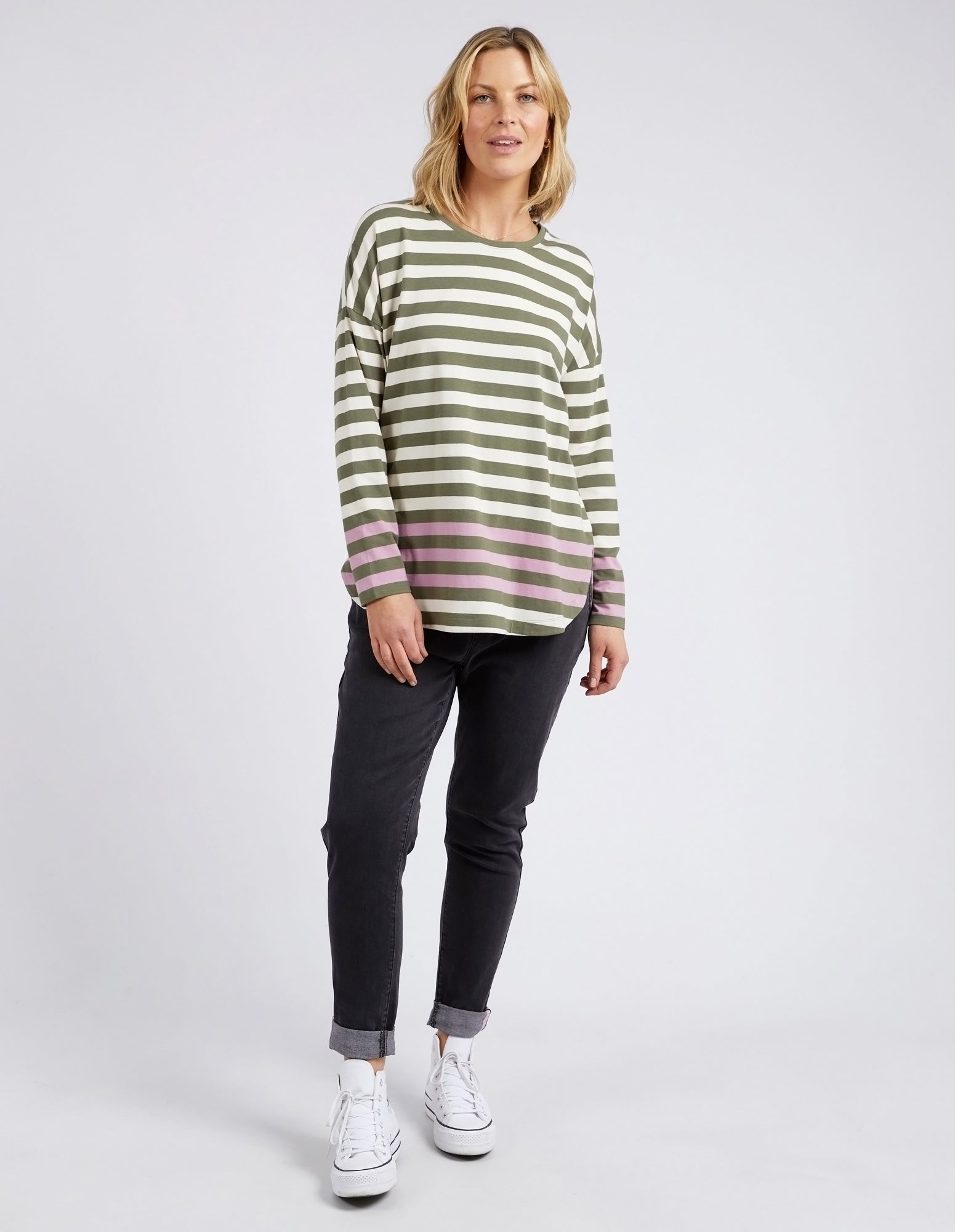 Turn Back L/S Tee Clo / Pearl Stripe