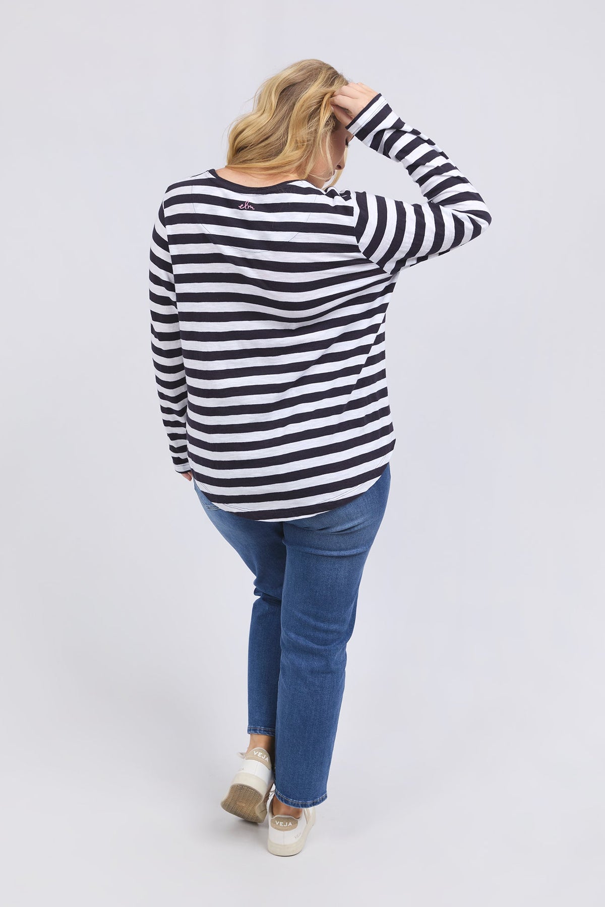 Harmony Long Sleeve Tee Navy & White Stripe