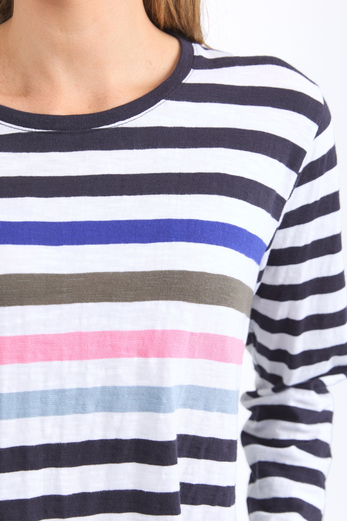 Harmony Long Sleeve Tee Navy & White Stripe