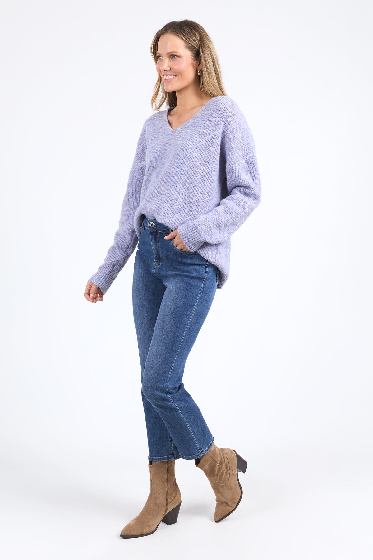 Verity V Neck Knit Dusty Lilac