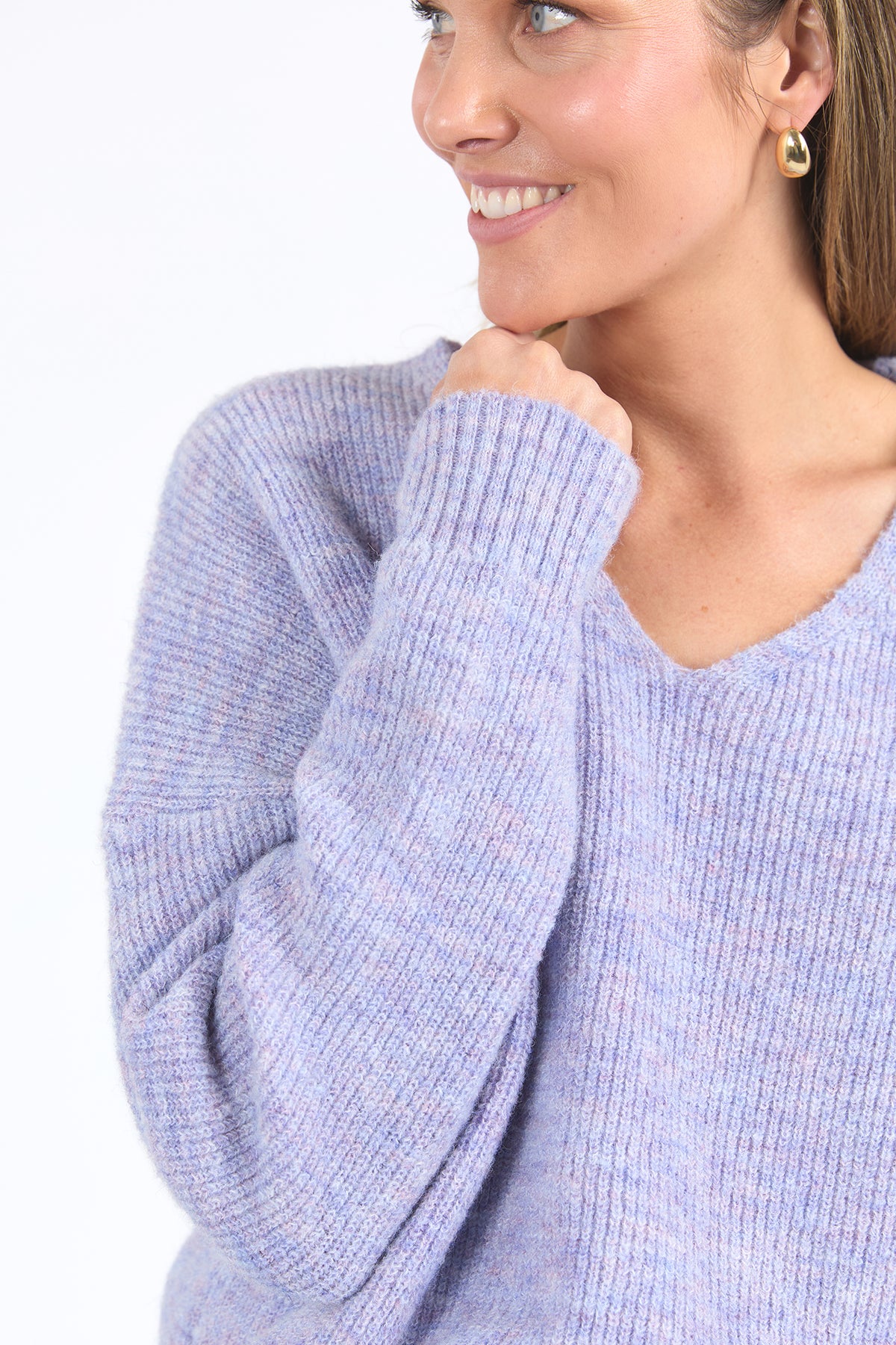Verity V Neck Knit Dusty Lilac