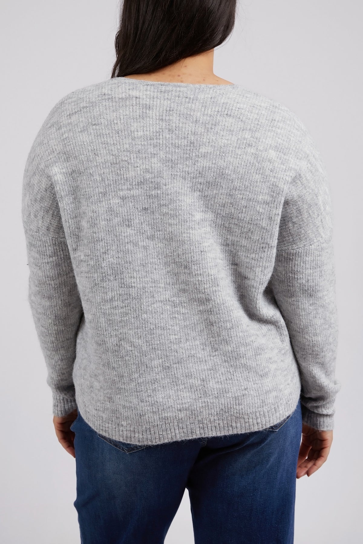 Verity V Neck Knit Grey Marle