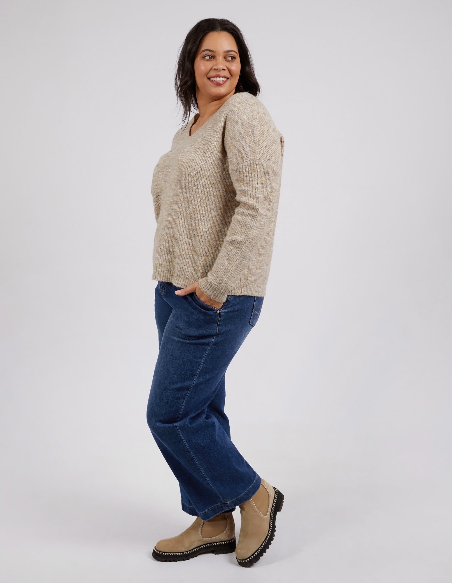 Verity V Neck Knit Oatmeal