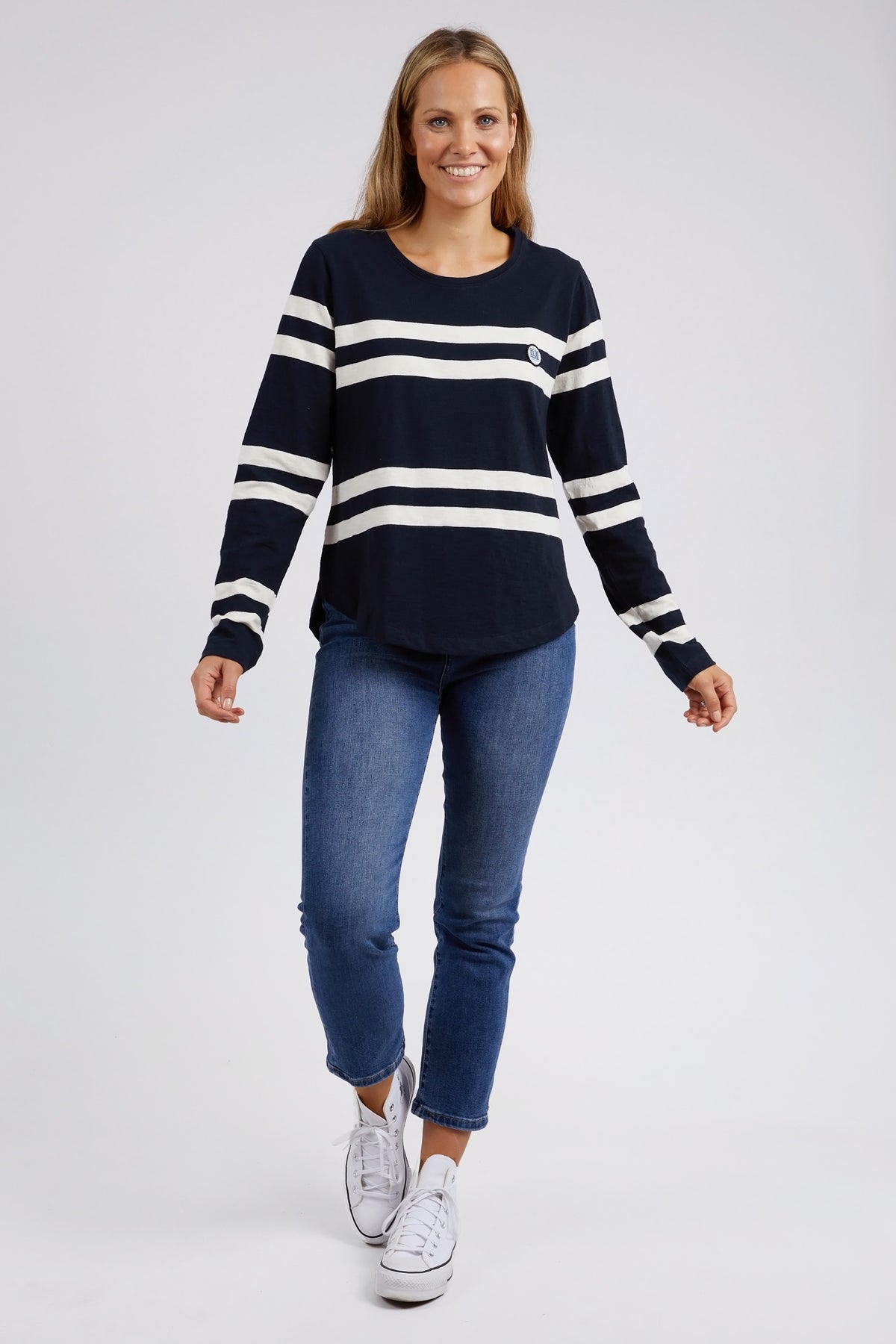 Allegra Long Sleeve Navy & Vintage White