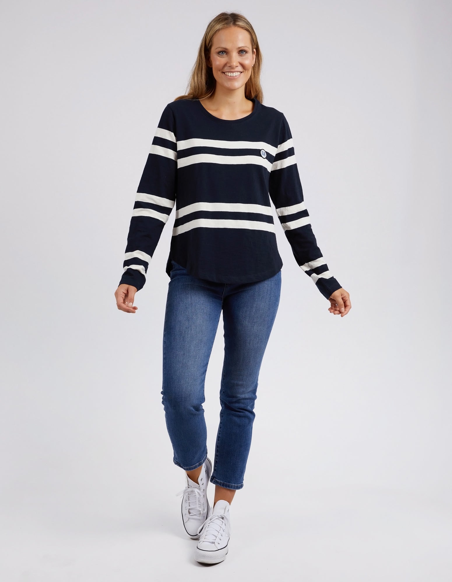 Allegra Long Sleeve Navy & Vintage White