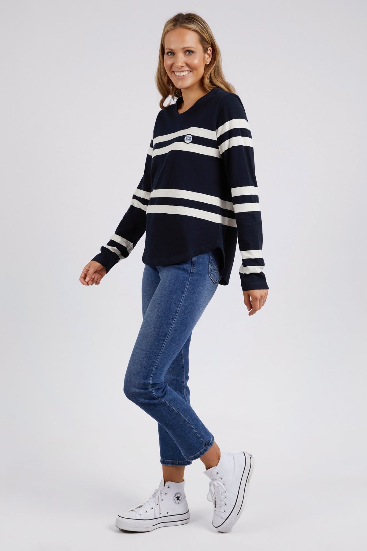 Allegra Long Sleeve Navy & Vintage White