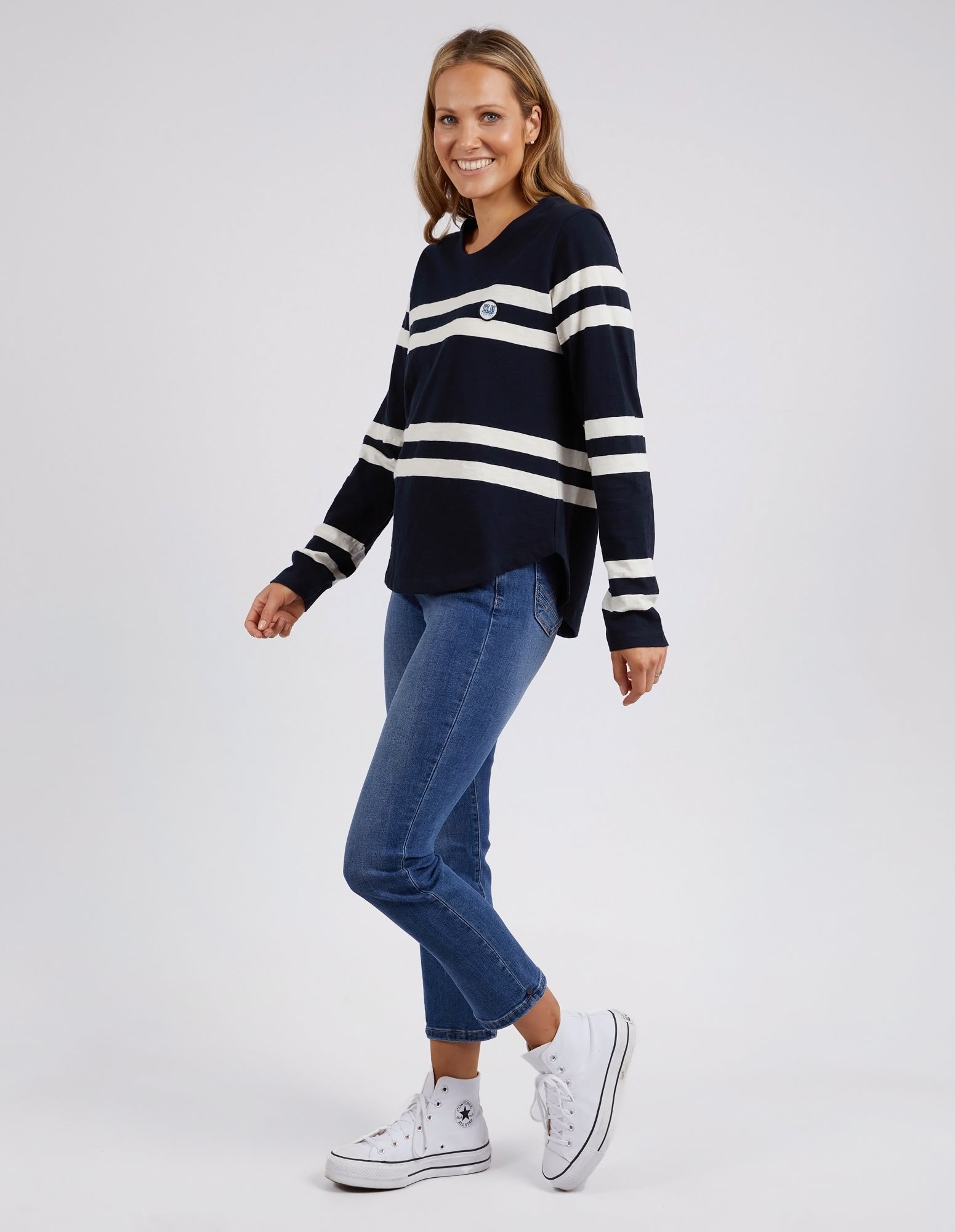 Allegra Long Sleeve Navy & Vintage White