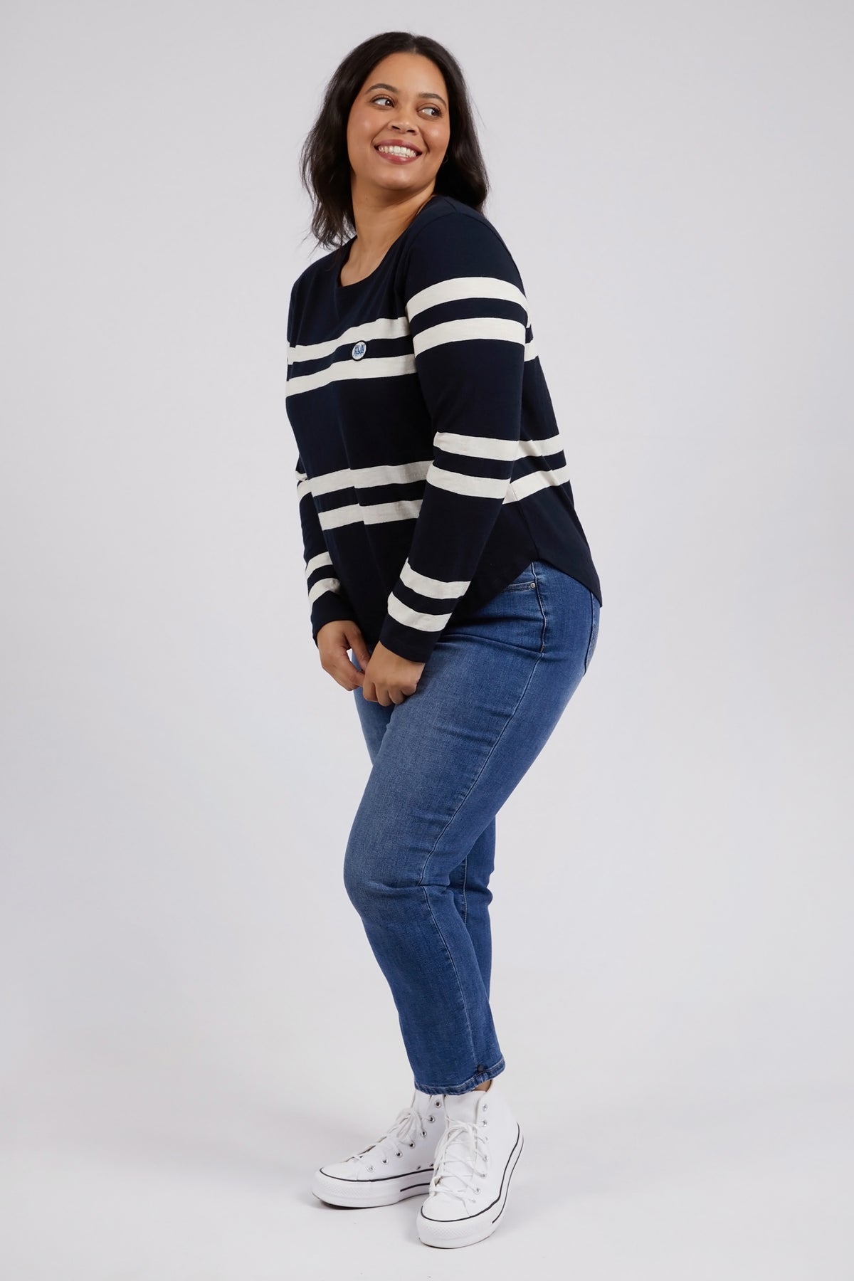 Allegra Long Sleeve Navy & Vintage White