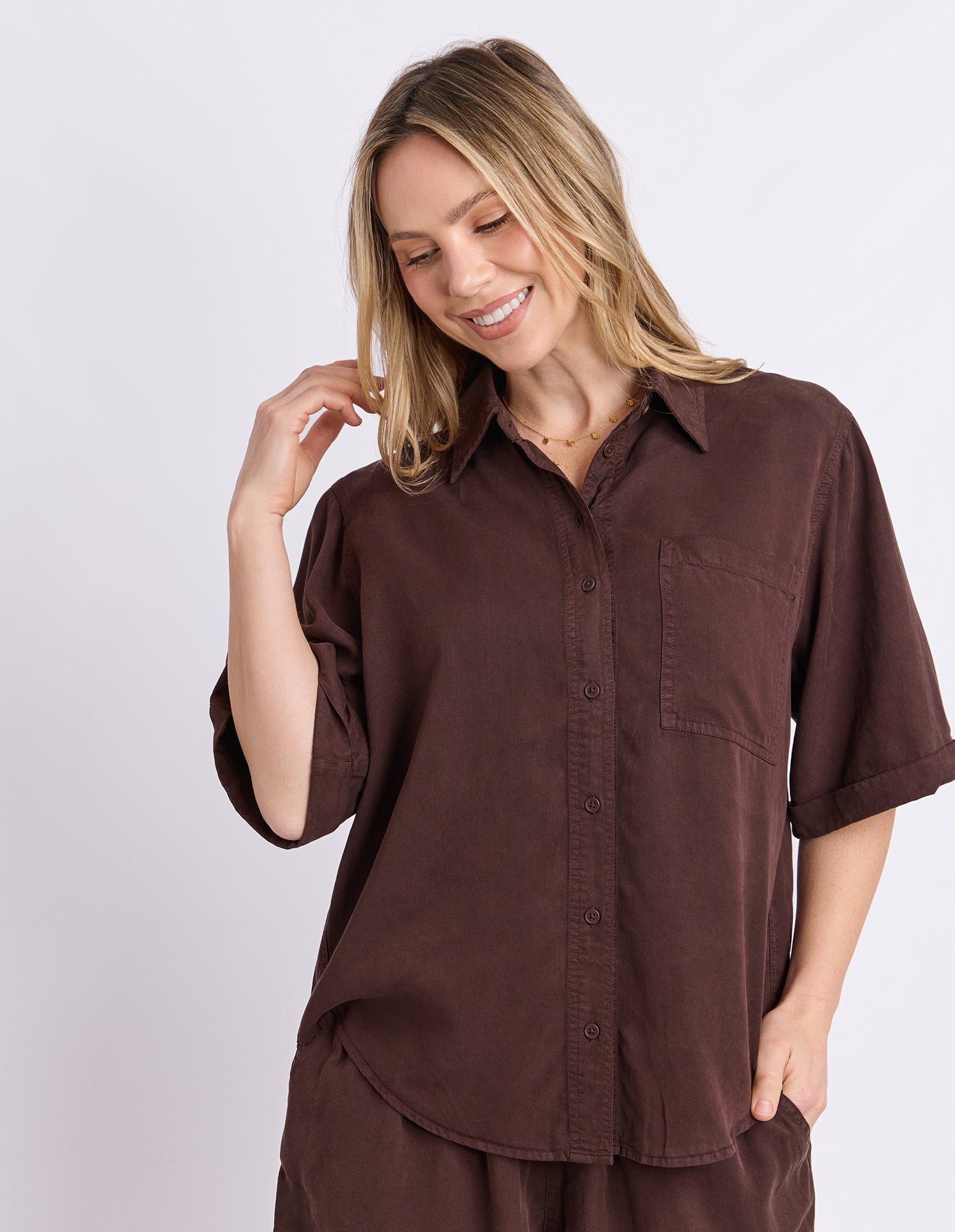 Bliss Washed Shirt Chocolate