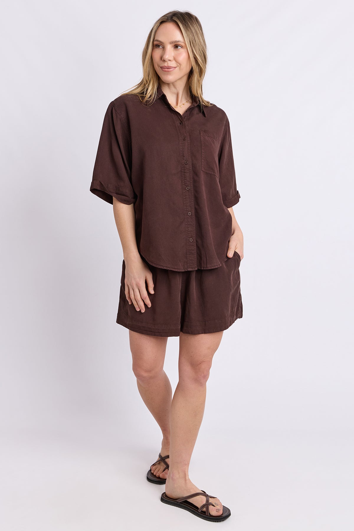 Bliss Washed Shirt Chocolate