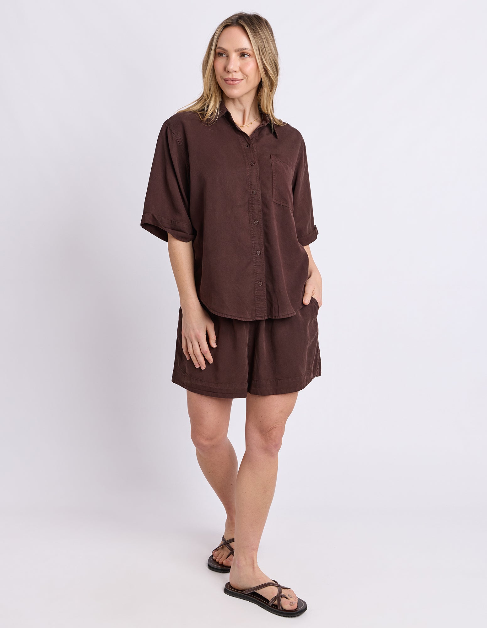Bliss Washed Shirt Chocolate