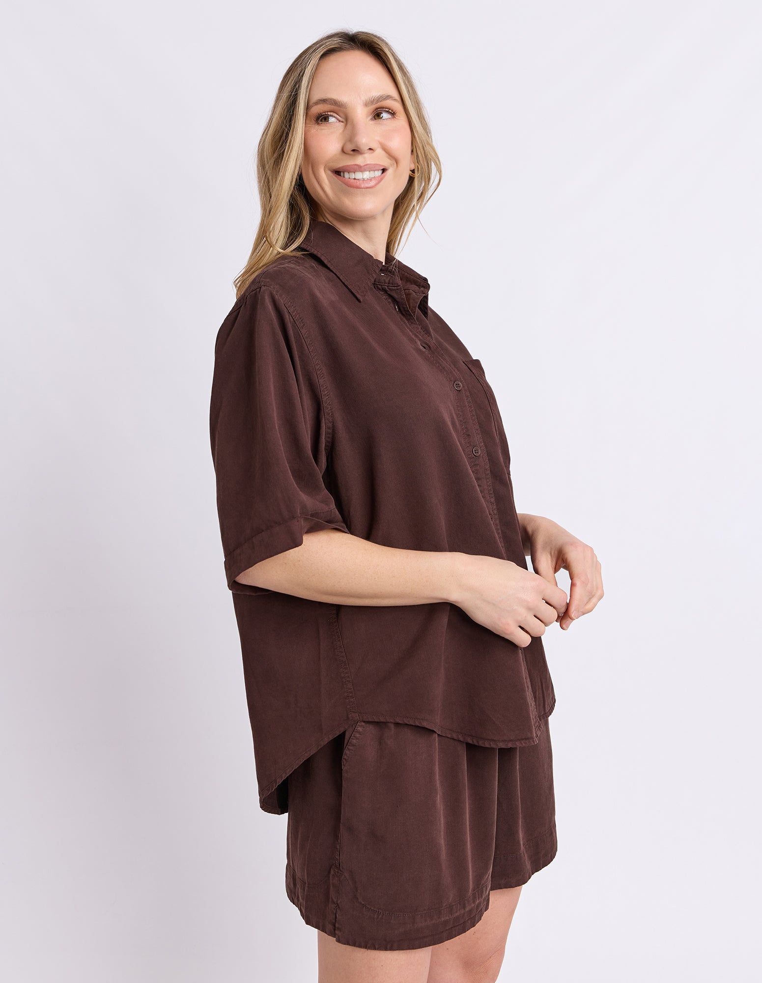 Bliss Washed Shirt Chocolate