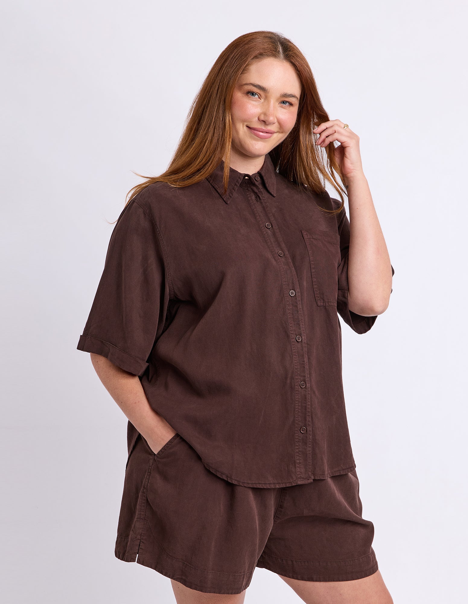 Bliss Washed Shirt Chocolate