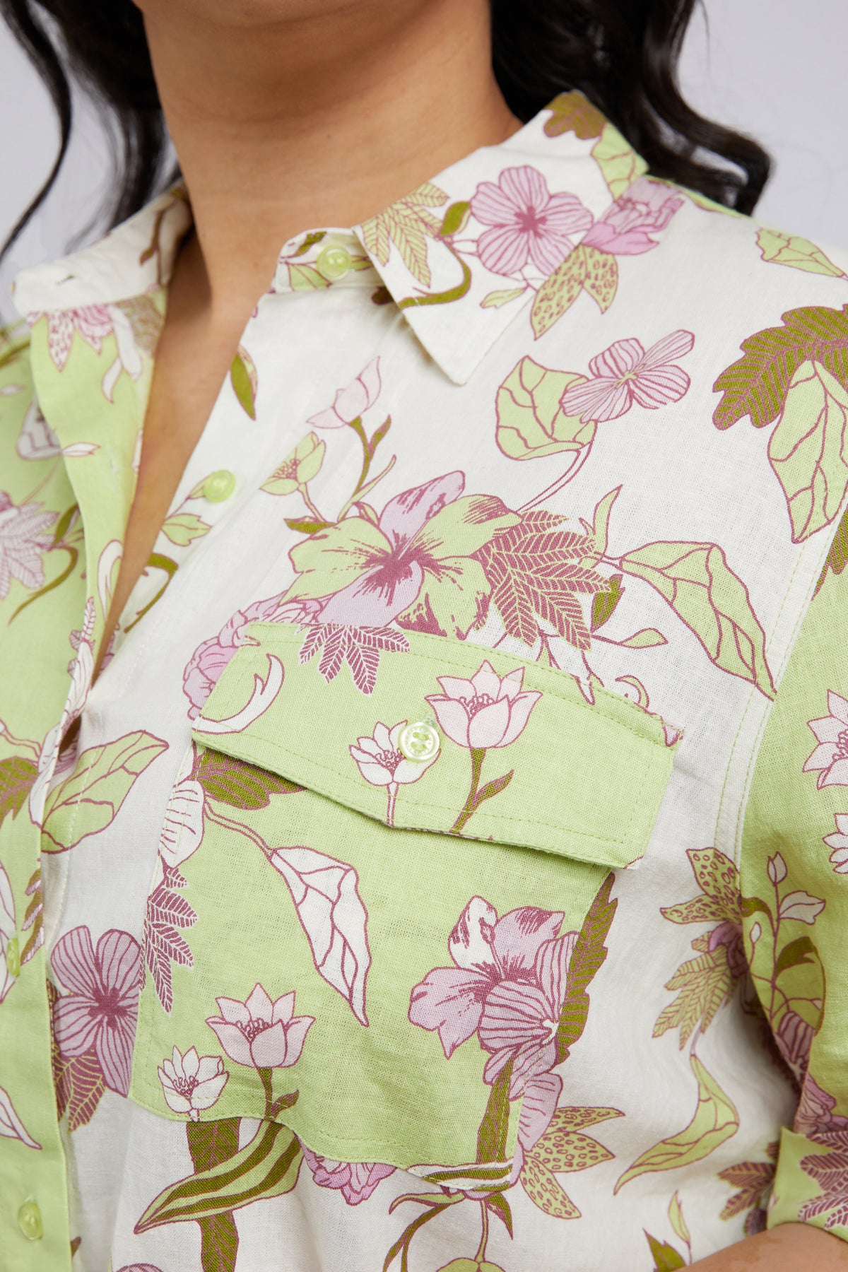 Emmeline Shirt Spliced Floral Print