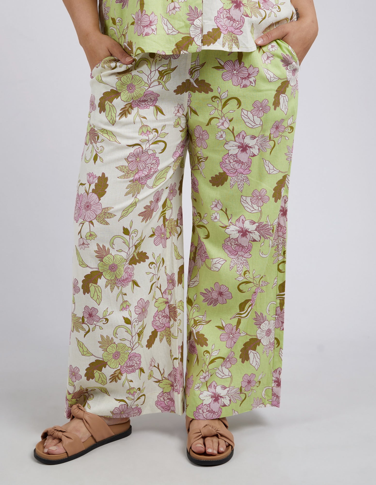 Emmeline Wide Leg Pant Spliced Floral Print