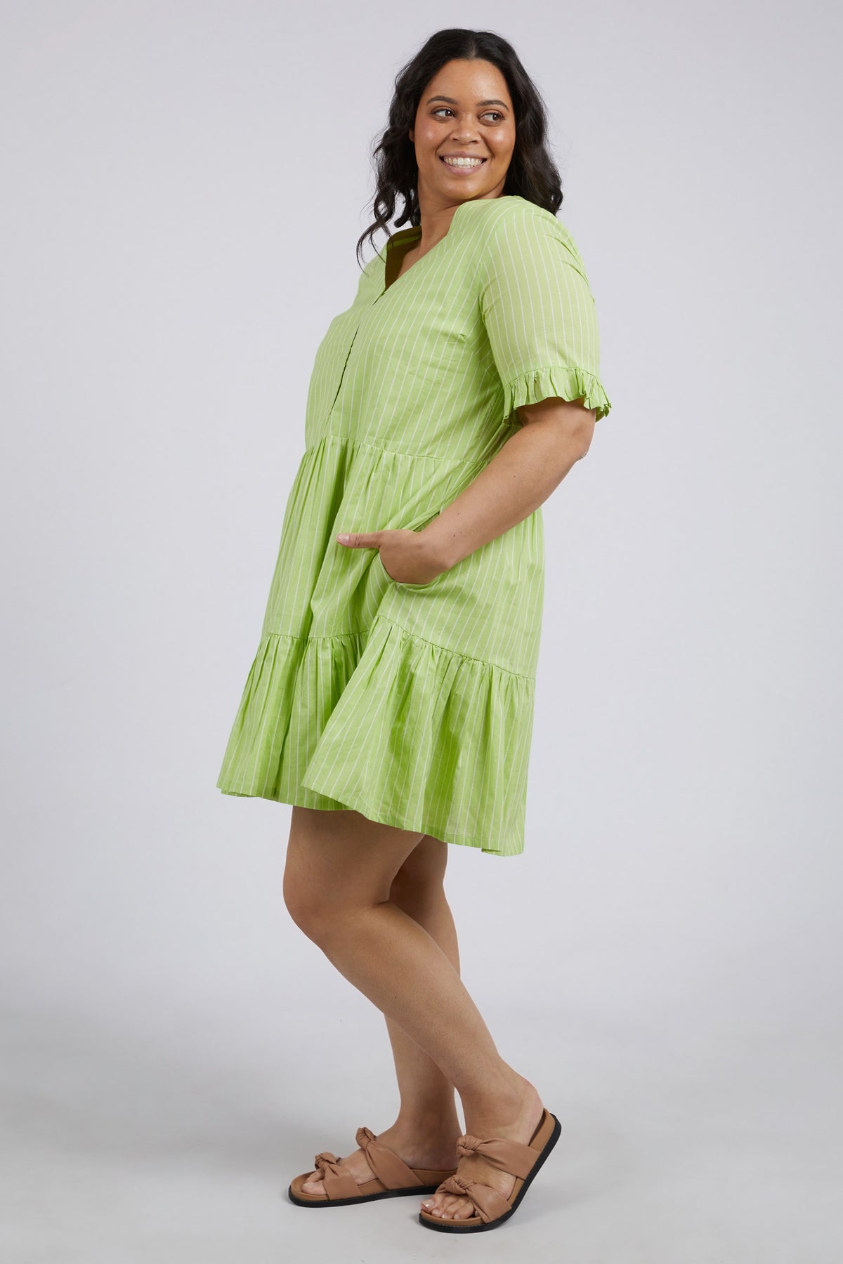 Hailey Dress Keylime Stripe