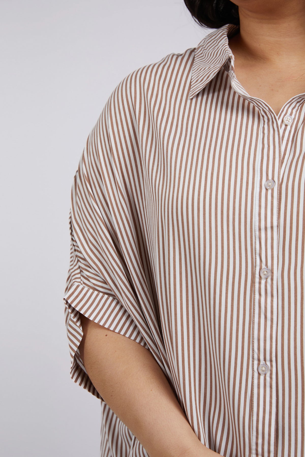 Luna Shirt Mocha & White Stripe